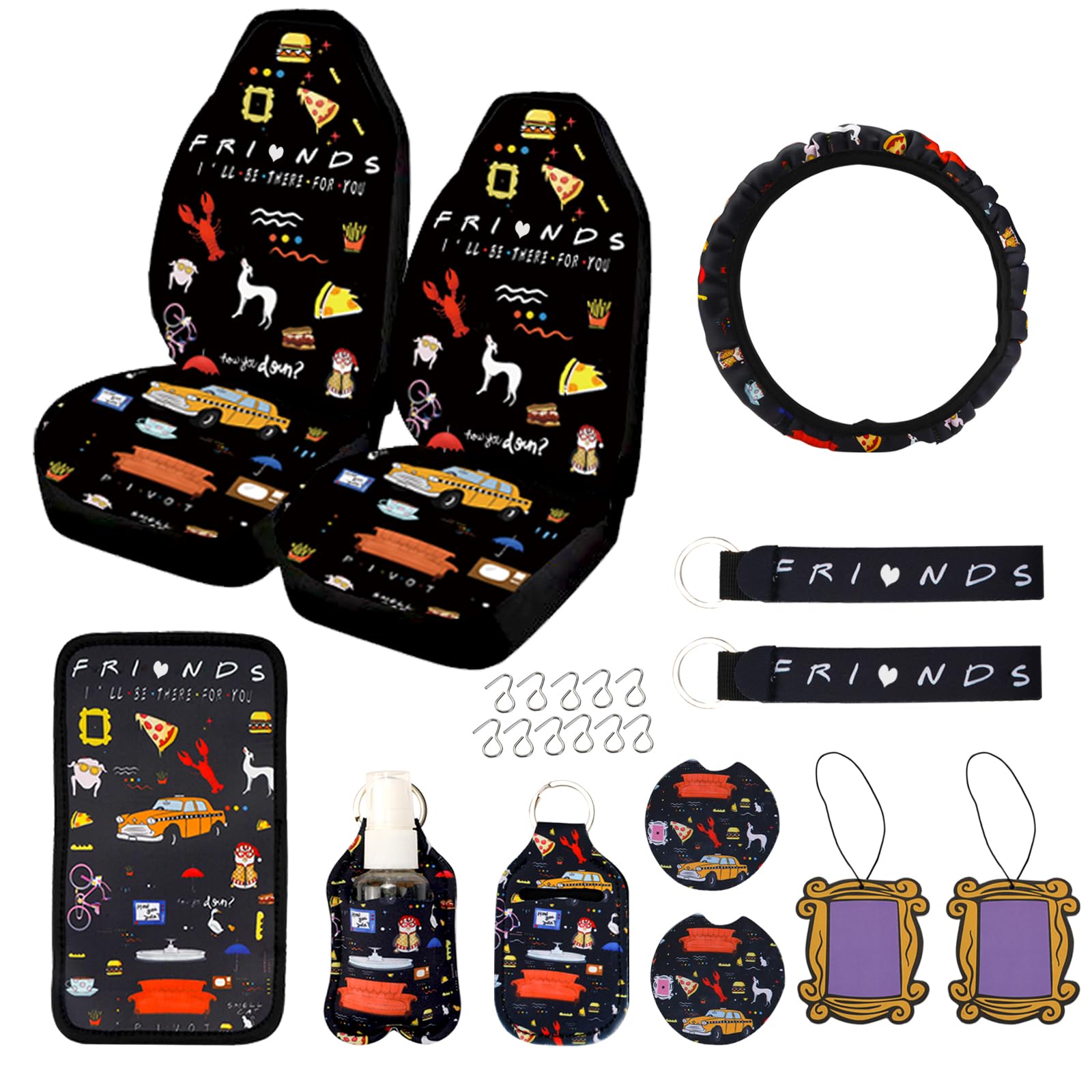 12Pcs Car Accessories Set,Funny Tv Show Merchandise,Car Seat Cover,Steering Wheel Cover,Universal For Auto Truck Van Suv