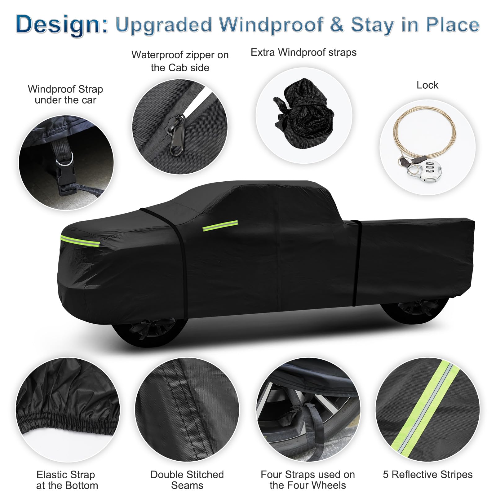 Car Hail Cover Protector for Silverado 2500 3500 HD Truck Cover Crew Cab Short Bed 6.6ft,Car Covers with Zipper Windproof 420D O