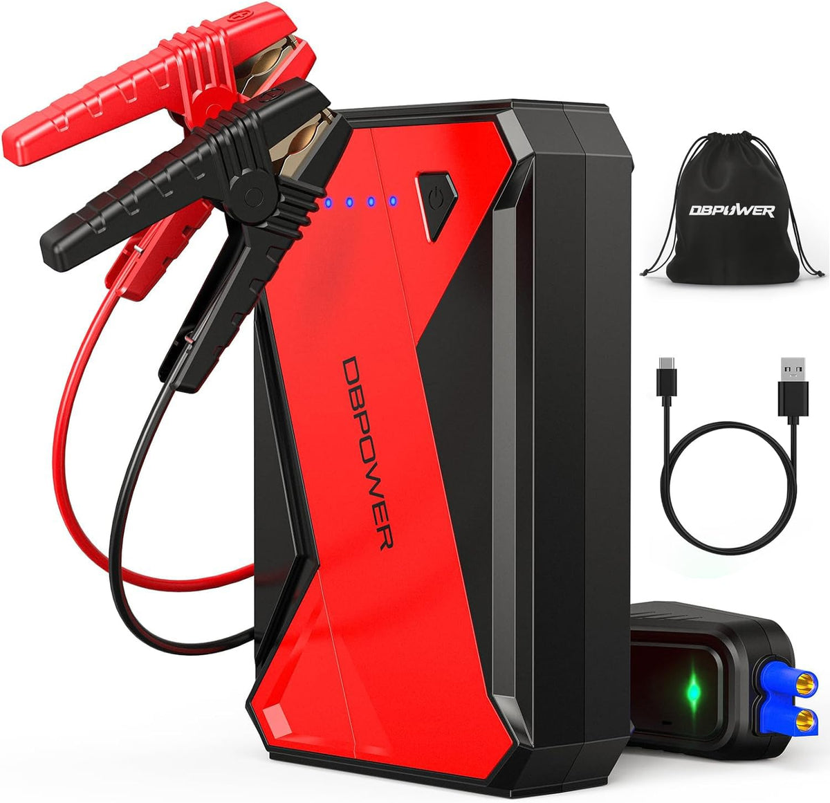 Dbpower 1000A Portable Car Jump Starter (Up To 7.0L Gas, 5.5L Diesel Engine), 12V Lithium-Ion Auto Battery Booster, Power Pack W