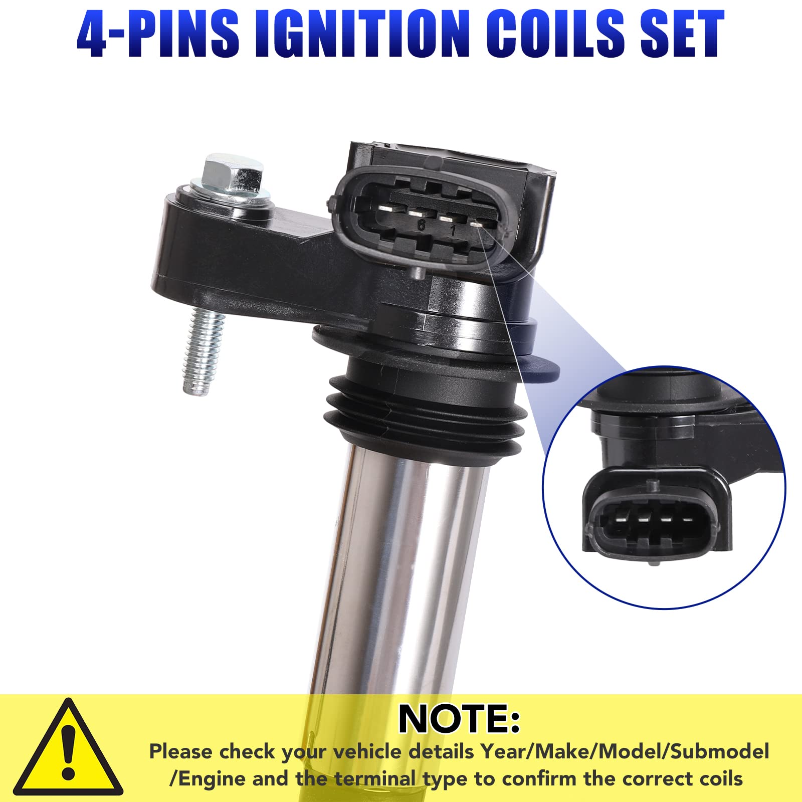 Set Of 6 Ignition Coil Pack Fits For 2.8 3.6 V6 2004 2005 2006 2007 2008 2009 Cadillac Cts Sts Srx Chevy Traverse Buick Enclave