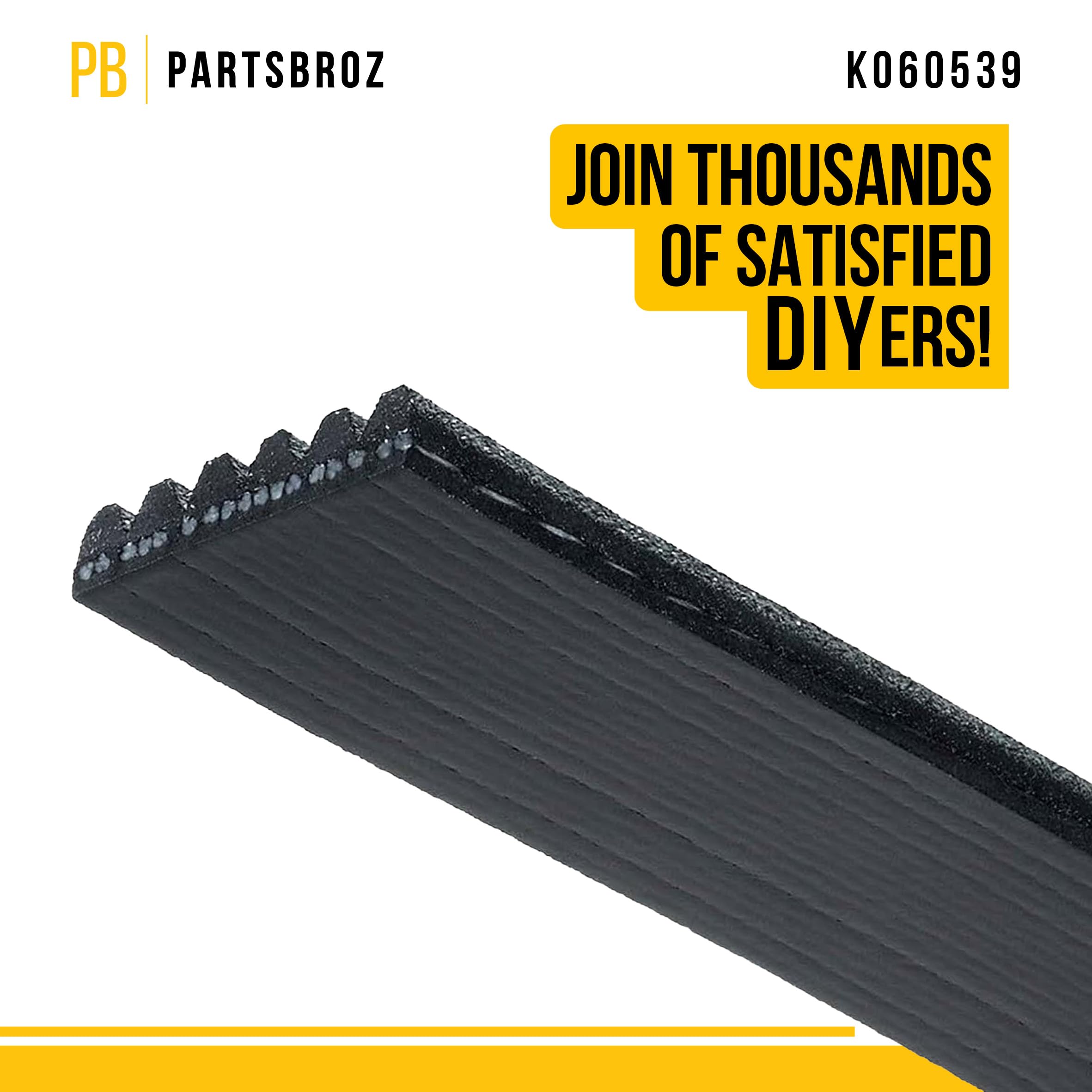 Partsbroz K060539 Micro-V Serpentine Drive Belt - Compatible With Gates Continental Dayco Bando Acdelco Masterpro Goodyear - Rep