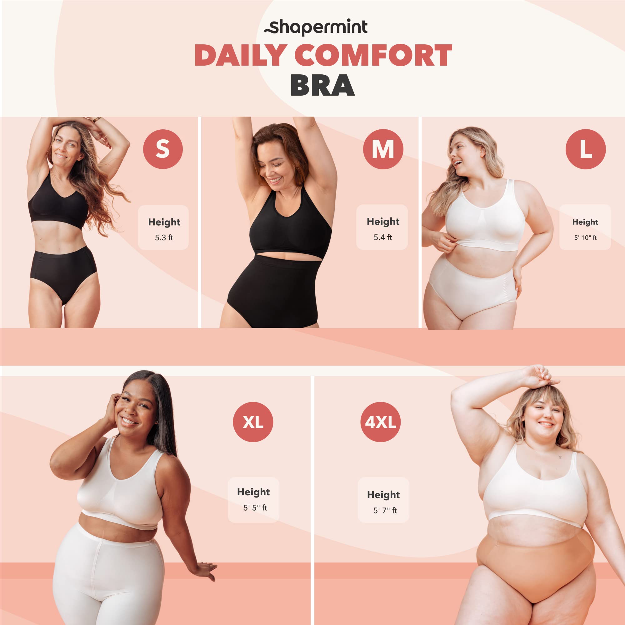 Shapermint Compression Wirefree High Support Bra For Women Small To Plus Size Everyday Wear, Exercise And Offers Back Support Nu