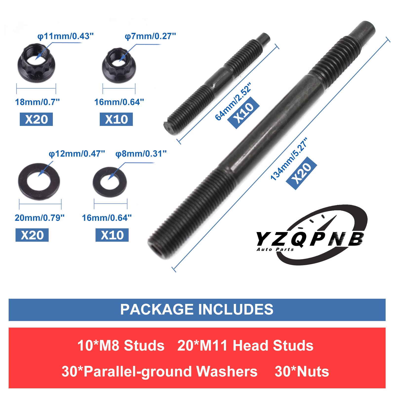 Yzqpnb 12-Point Cylinder Gasket Head Stud Bolt Kit Compatible With 2004-2019 Ls1 Ls3 5.3L 5.7L 6.0L Engines / Chevy Ls1 Ls6 4.8L