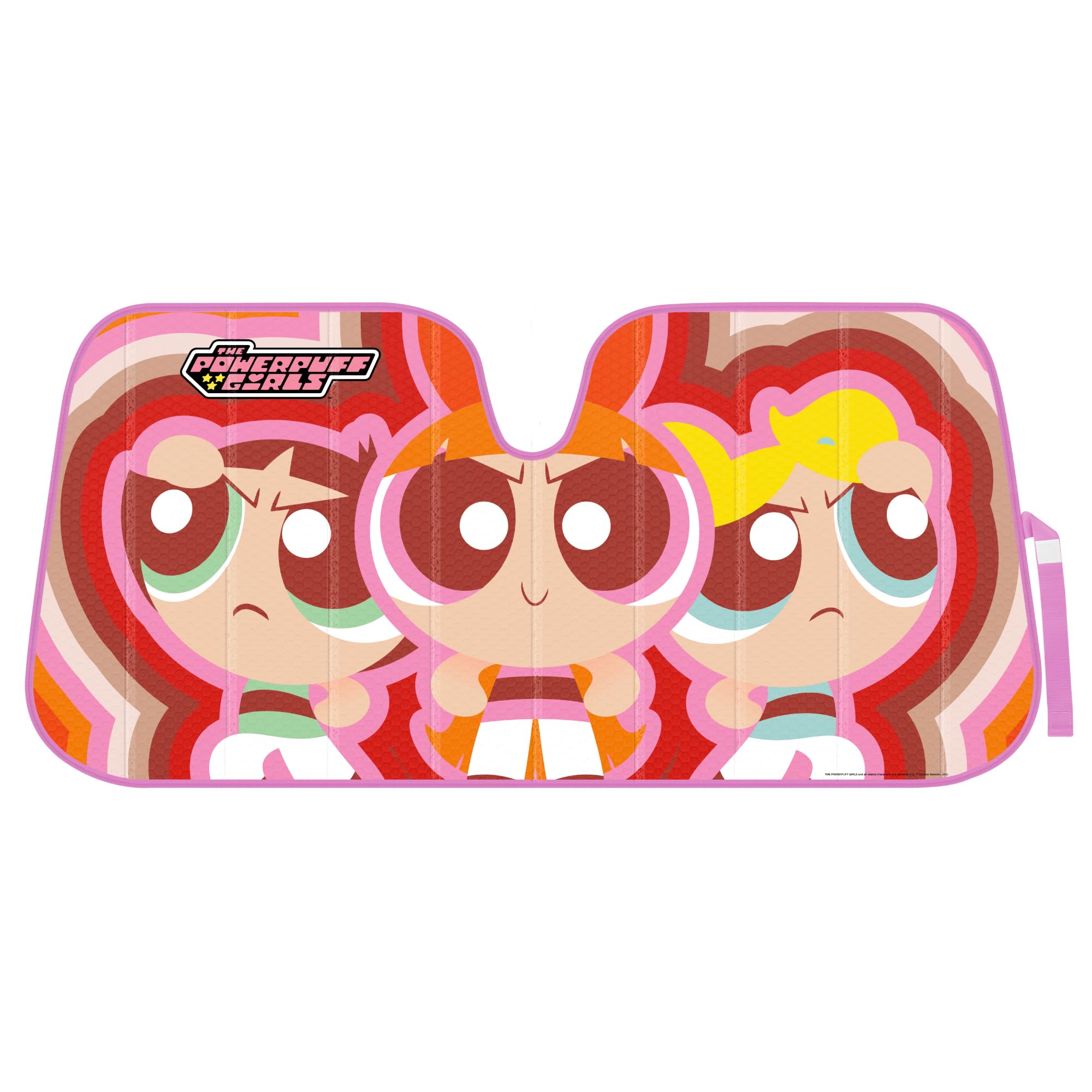 Bdk The Powerpuff Girls Car Windshield Sun Shade, Officially Licensed Accordion Style Sunshade For Car Window, Cute Cartoon Car