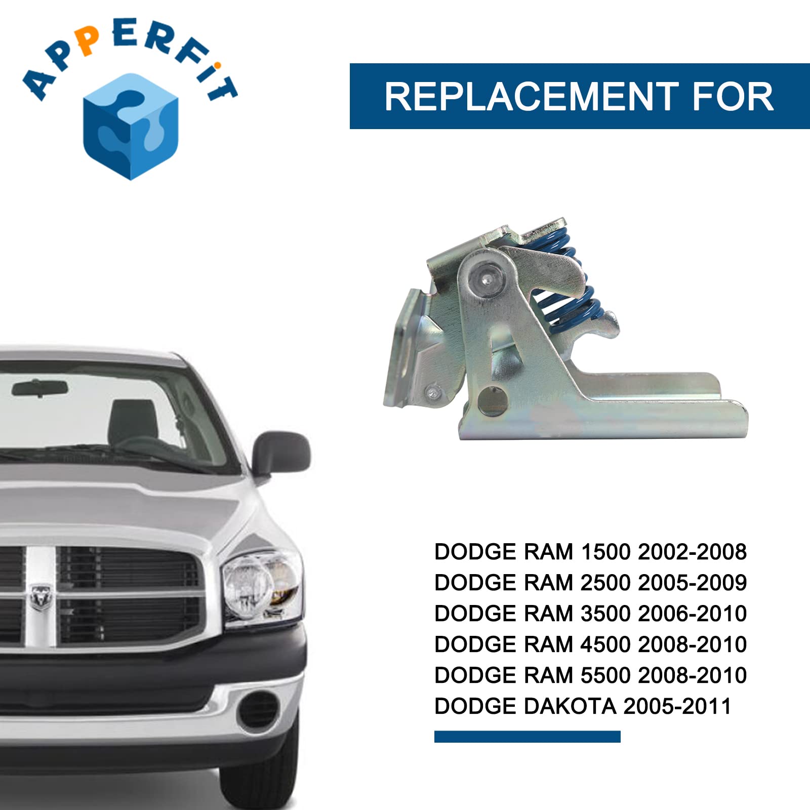 Upper Door Hinge For Front Door Left Driver Side Compatible With Dodge Ram 1500 2500 3500 4500 5500 Dakota Truck Door Parts 2002-2011 Replaces 55275631Ab