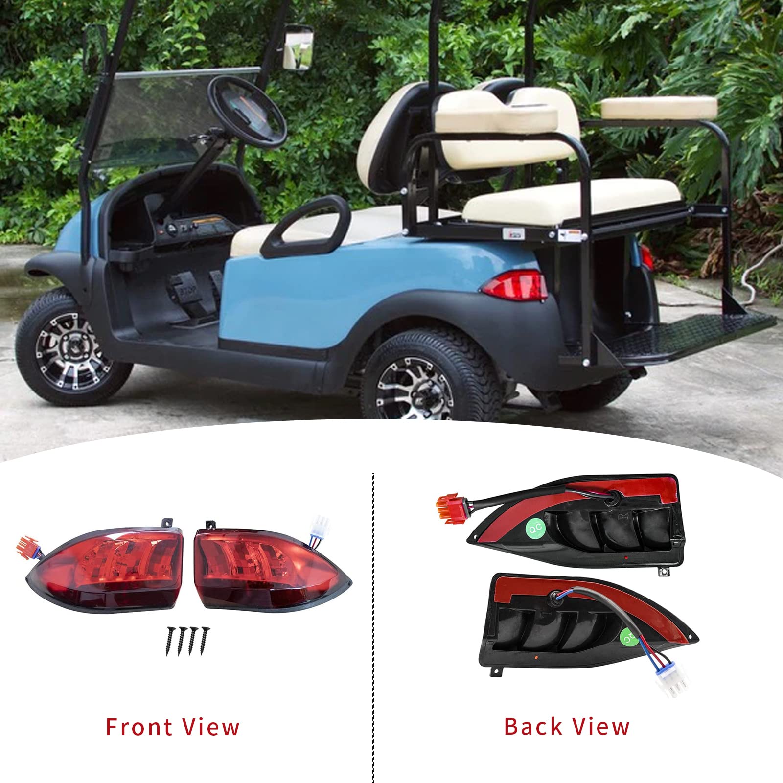 Drive-Up Golf Cart Led Taillight For Club Car Precedent 2004-Up And Tempo 2018-Up Models Replacements 12V 3 Wires Rear Light Kit