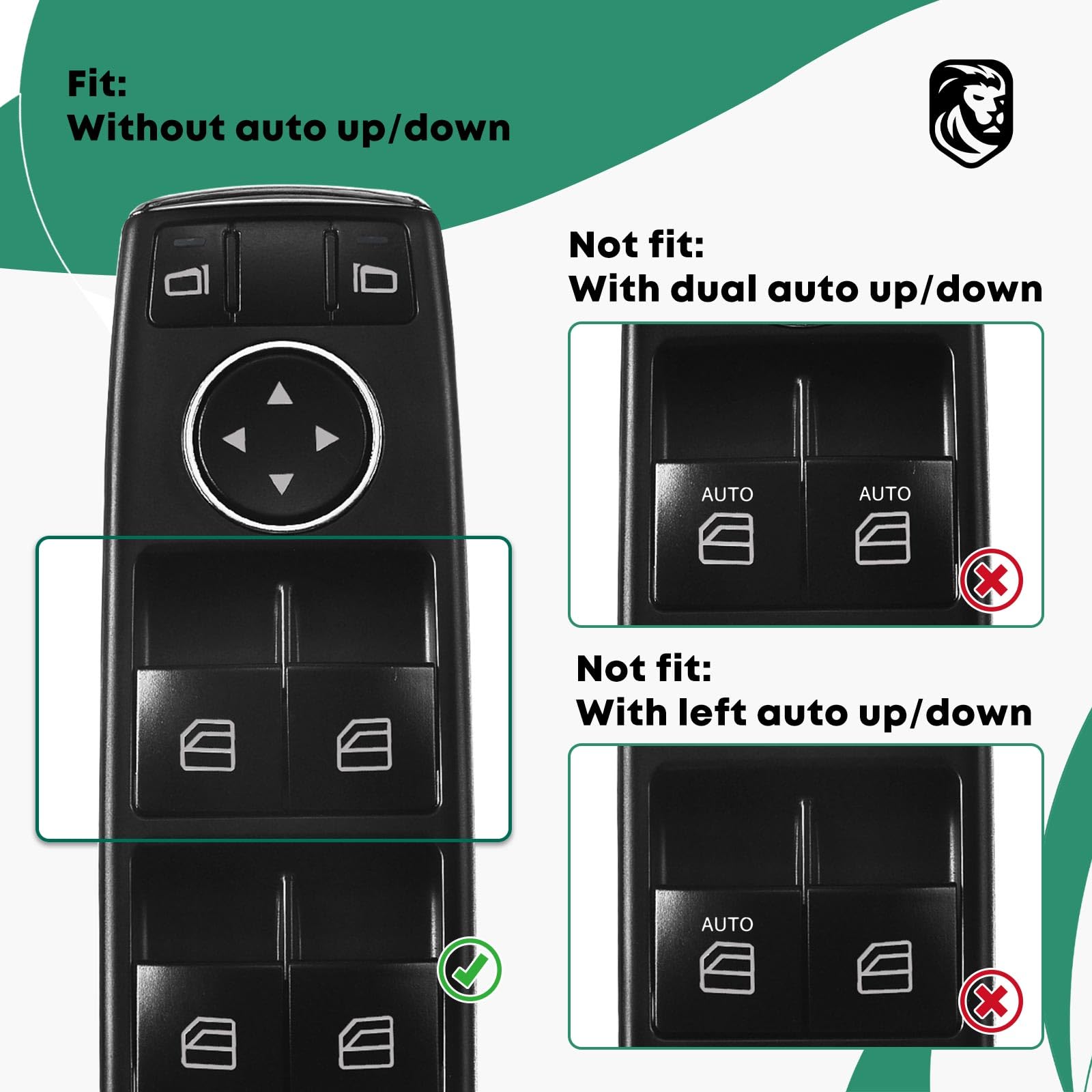 Yhtauto Master Power Window Switch Driver Side Replacement For 2009-2012 Mercedes-Benz C230 C250 C300 C350 C63 E350 E550 E63 Amg