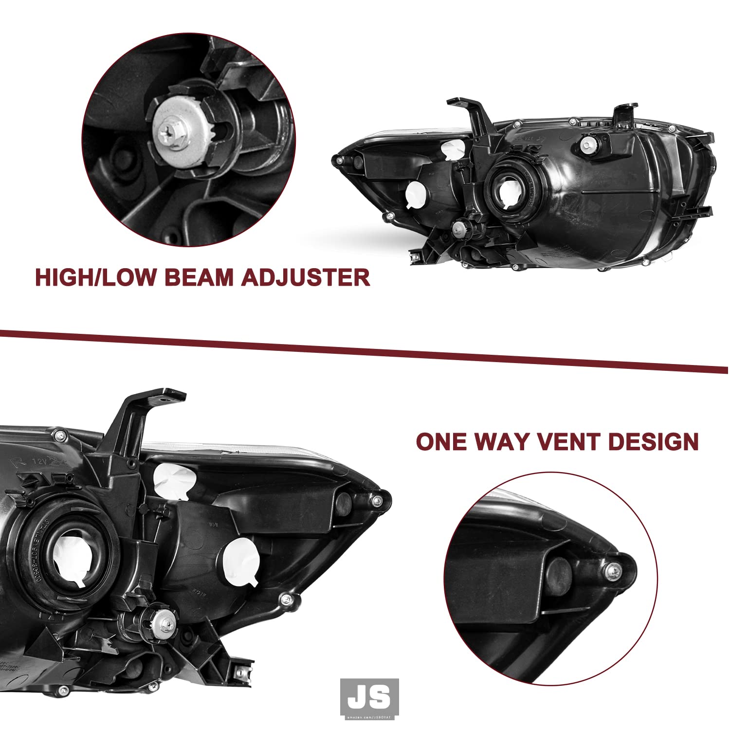 Jsboyat Headlight Assembly Replacement For 2008 2009 2010 Toyota Highlander Driver And Passenger Side