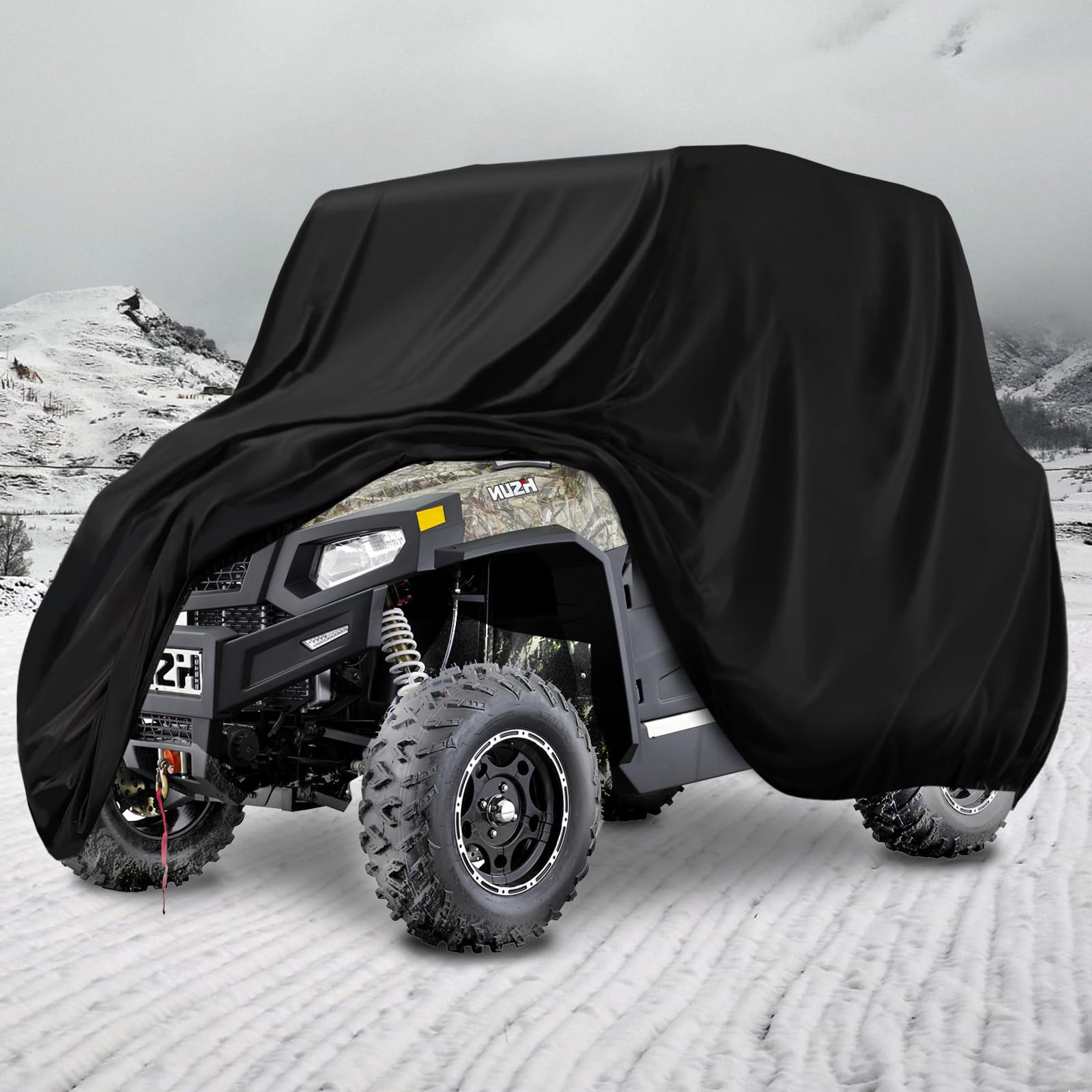 Chikia 420D Heavy Duty 2-3 Seater Utv Cover For Hisun Axis Massimo 400 450 500 550 700 750 Tboss,Coleman,Cfmoto,Yamaha Bms Ranch Pony Stallion 500 600 Waterproof Windproof Dustproof With Storage Bag