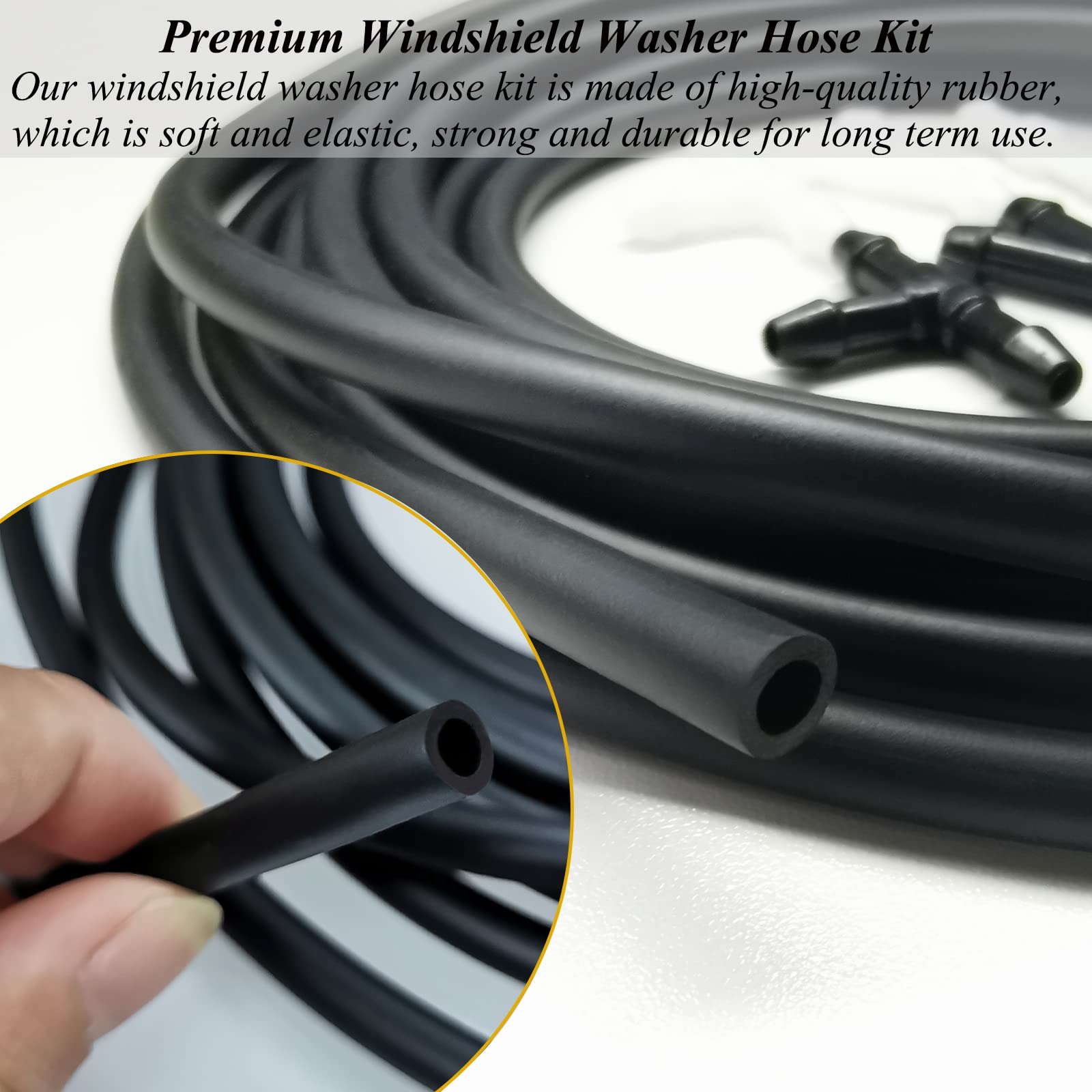 Windshield Washer Hose Kit - Includes 4 Meter Washer Fluid Hose & 12 Pcs Hose Connectors, Compatible With Most Vehicle Windshield Washer Nozzle Installation, For Connecting Car Water Pumps And Nozzles