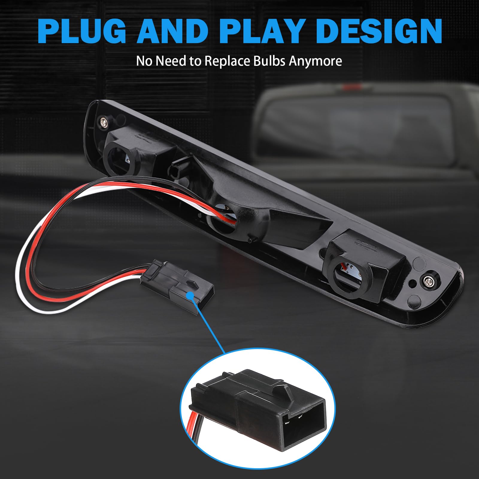 3Rd Third Brake Light For 1992 1993 1994 1995 1996 1997 Ford F150 F250 F350 Bronco, Waterproof High Mount Stop Light, Smoked Lens Tail Brake Light Cargo Lamp With Gasket