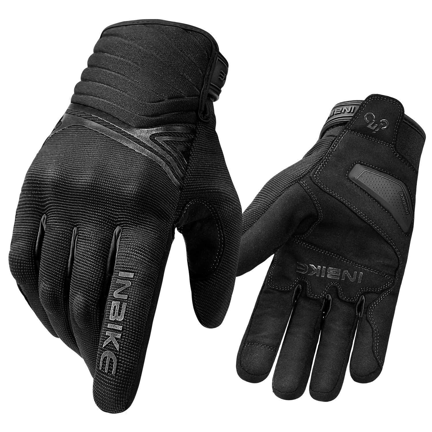 Inbike Waterproof Winter Motorcycle Gloves Thermal Fleece Touchscreen With Tpr Palm Pad Cushioning Hard Knuckle Black Large