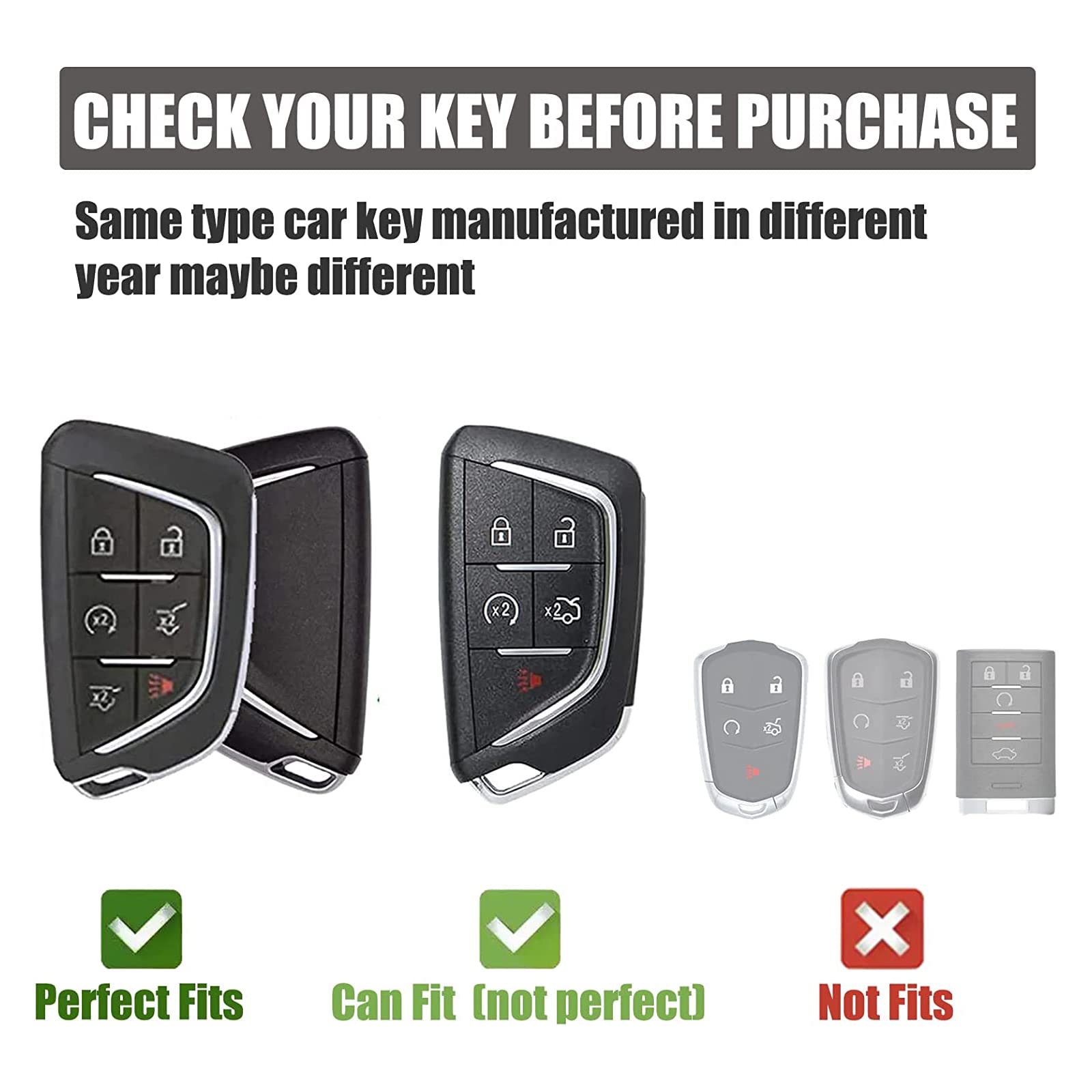 Gematay For Cadillac Key Fob Cover With Keychain Lanyard, Soft Tpu Key Fob Protector Shell Compatible With Cadillac 2020 2021 20