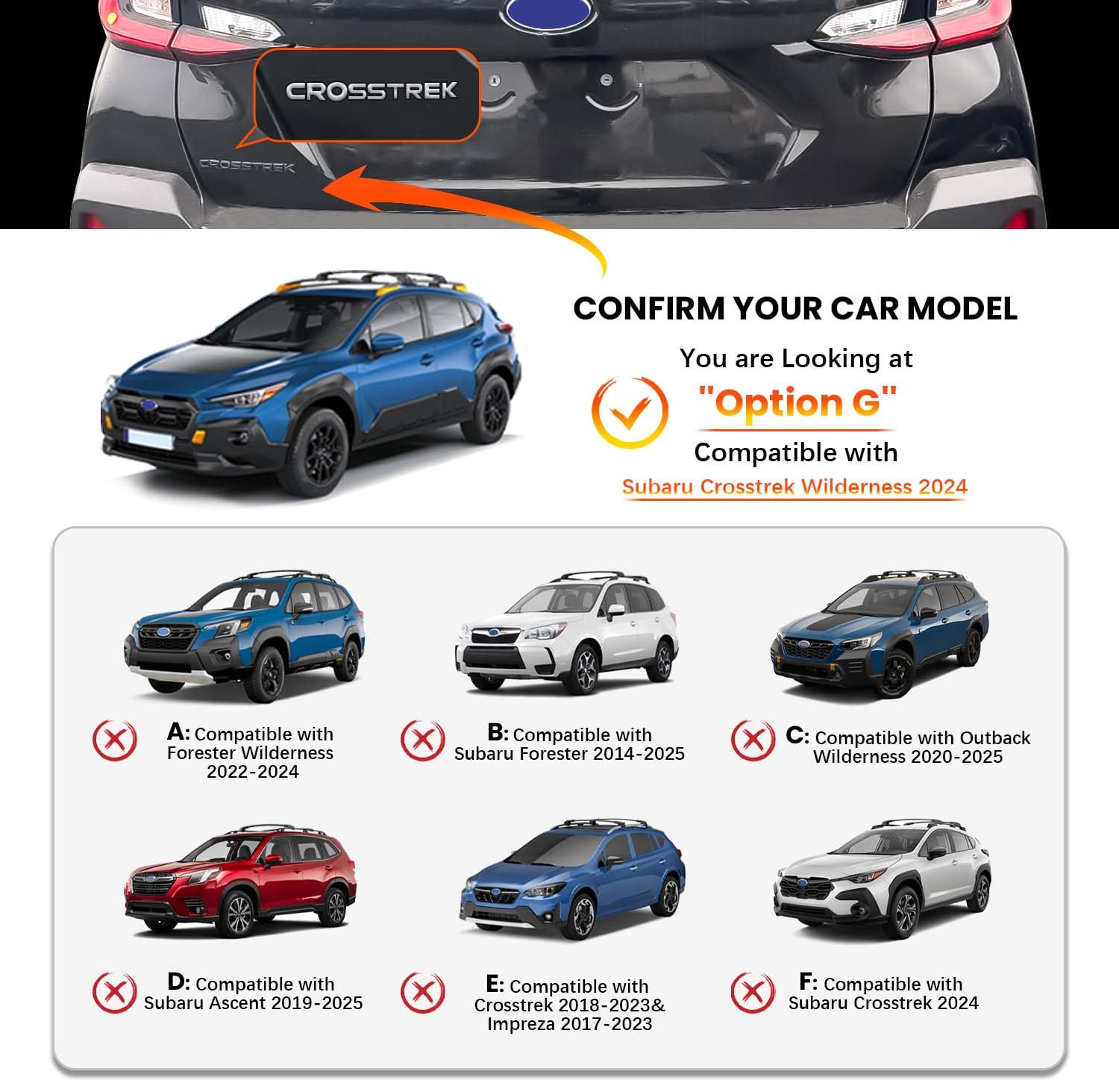 Hmmtyrack Car Roof Rack Cross Bars Compatible With Subaru Crosstrek Wilderness 2024, Aluminum Roof Rails Crossbar With Lock For