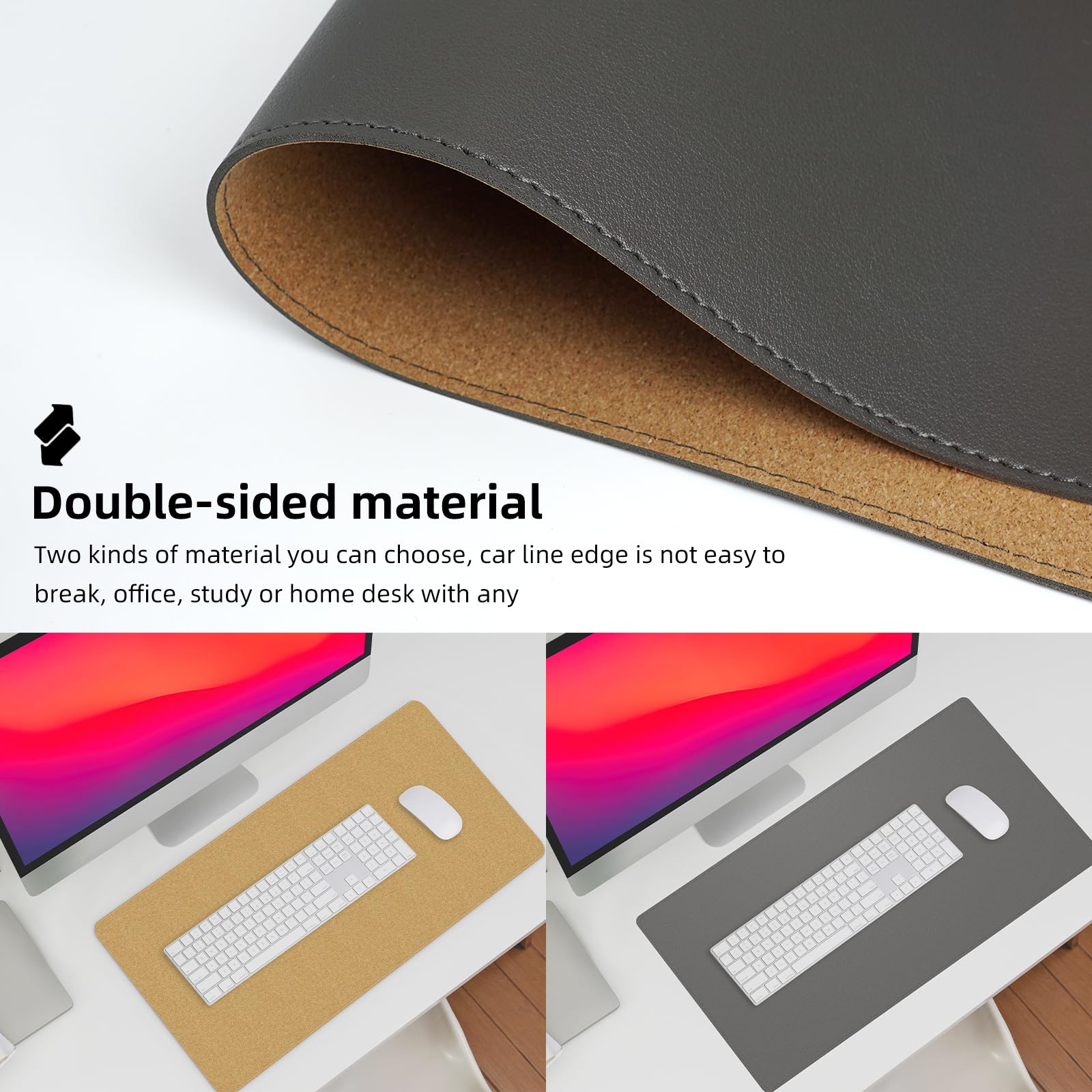 Desk Mat,35.4'' X 17'' Leather Desk Mat,Double-Sided Desk Pad,Desk Matt For Desktop,Large Mouse Pad,Office Desk Mat,Waterproof D