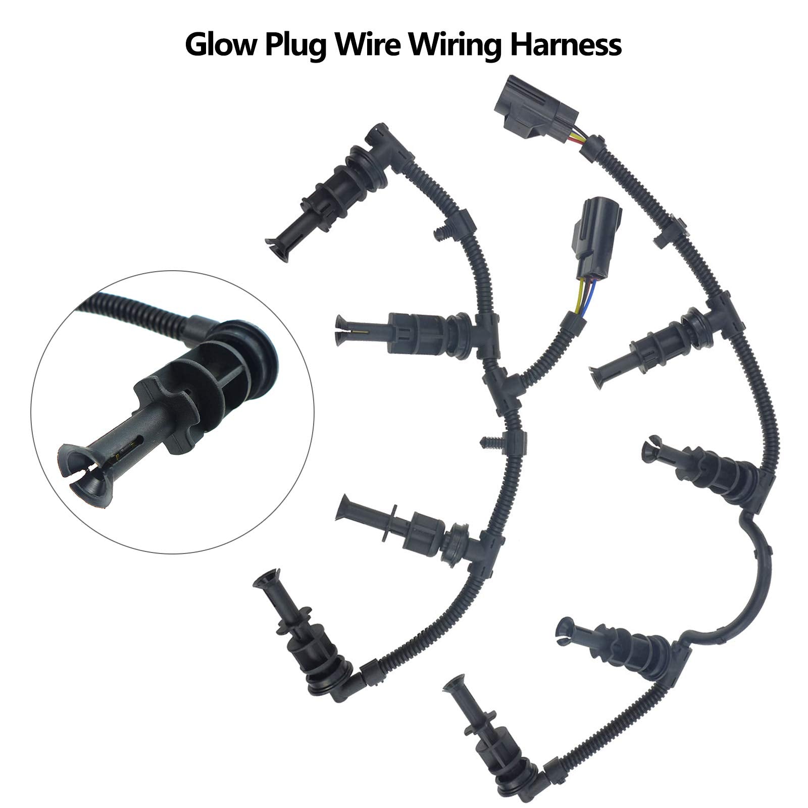 Tikscience Glow Plug Wire Wiring Harness, Fits For Ford F-250 F-350 F-450 F-550 2008 2009 2010 Diesel Super Duty 6.4L Engine,Lef