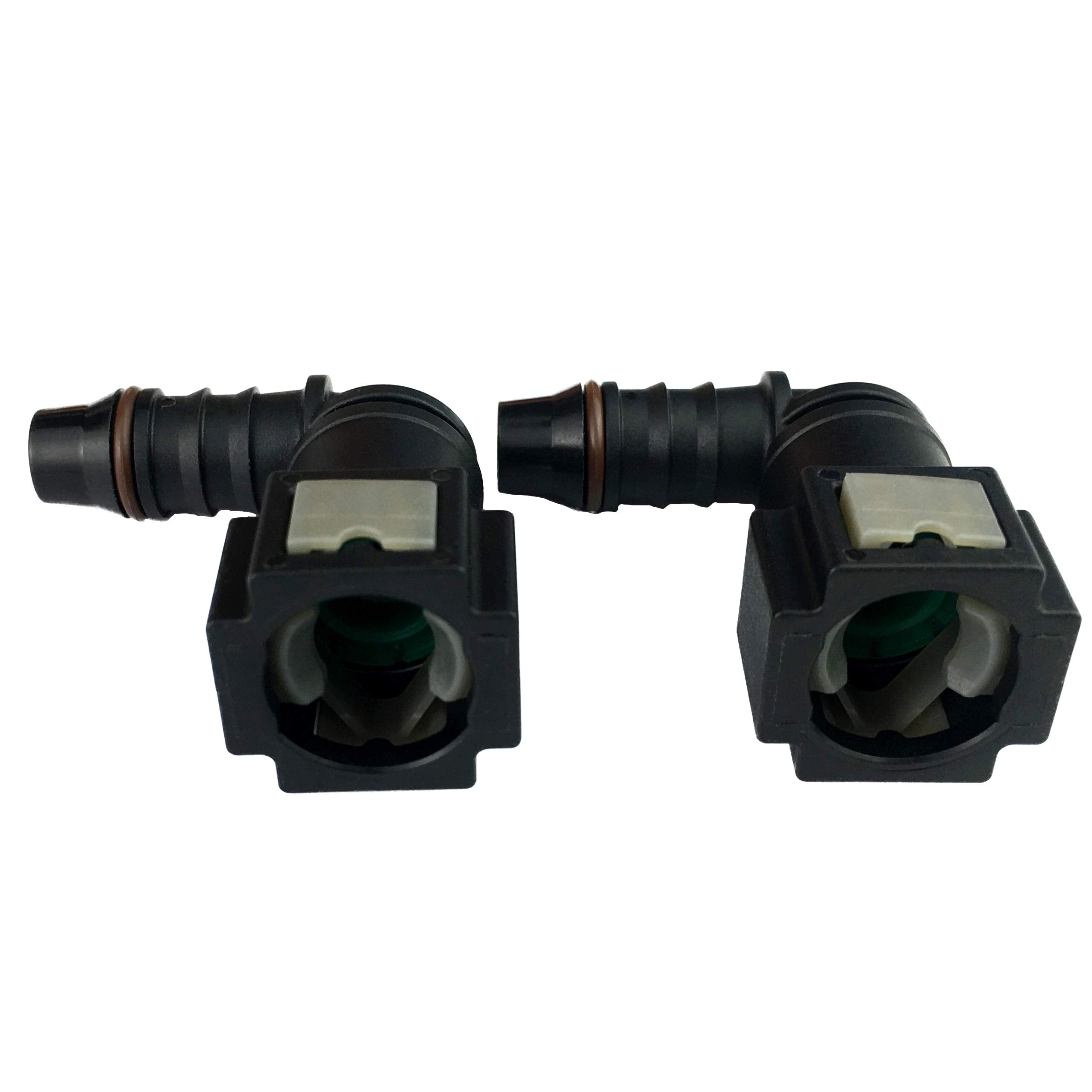 Fuel Line Quick Connector 5/16 Bundy Female To Barb For 6Mm Id Nylon Tubing Elbow 90 Degree For 5/16 Steel To 1/4 Nylon Tube, Pack Of 2