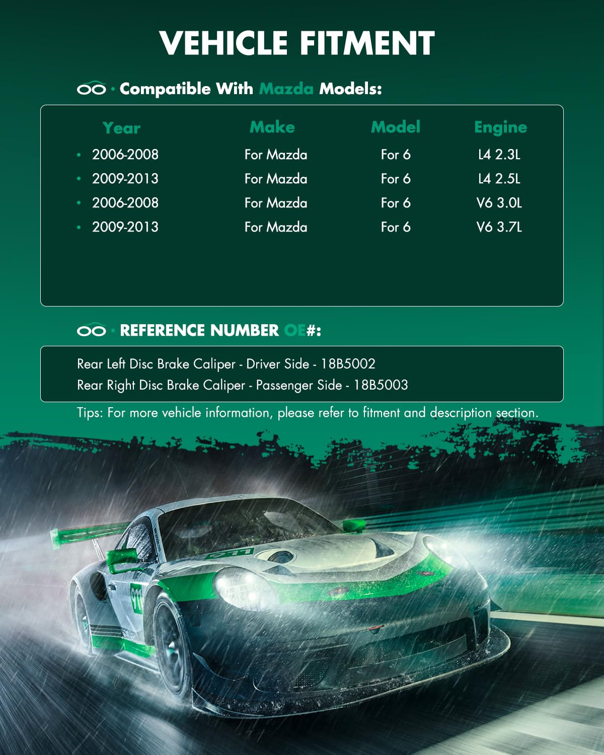 Scitoo Rear Brake Calipers With Bracket 18B5002 18B5003 Fit For Ford For Fusion 06-12 For Lincoln Mkz 07-12 For Lincoln Zephyr 0