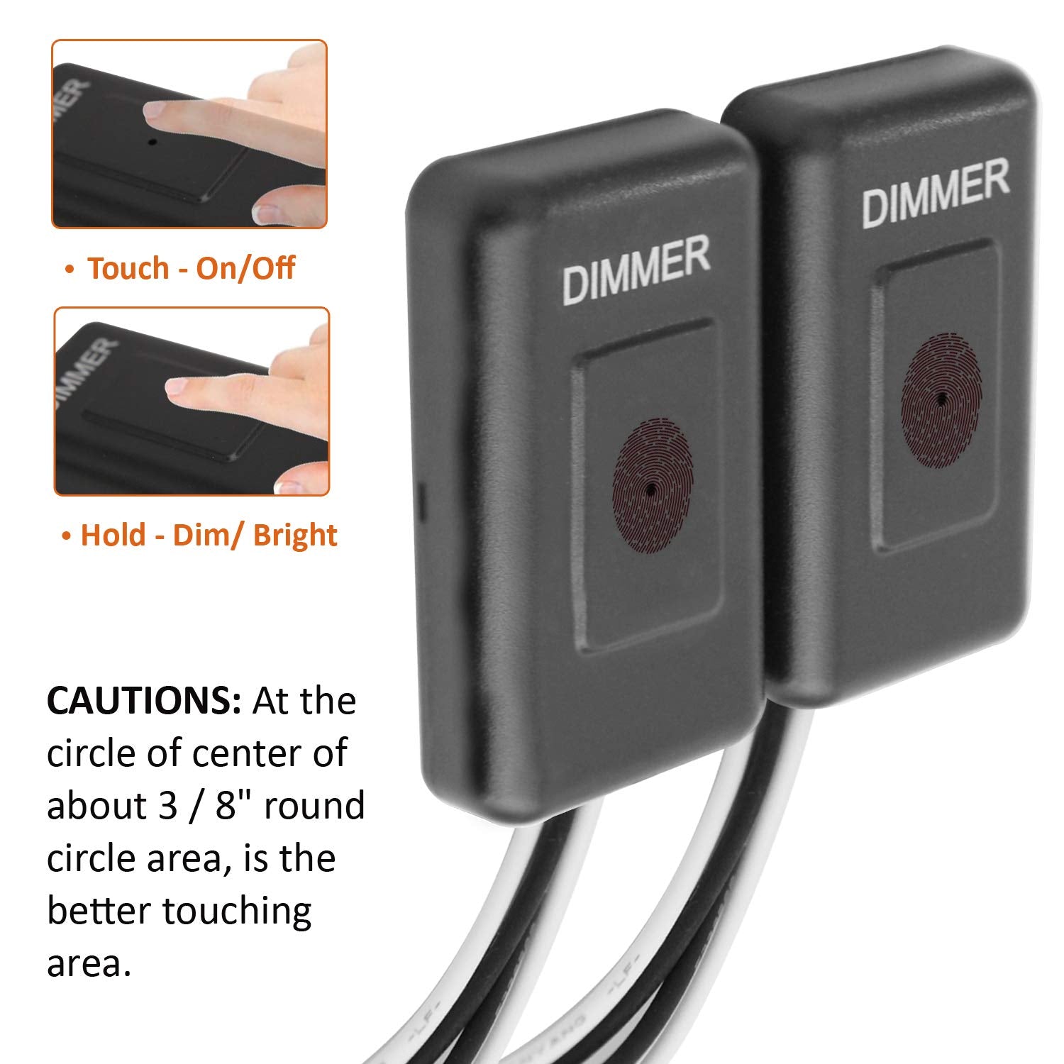 Facon 12Volt Touch Double Dimmer Switch,100W Max, Pwm Wall Mount Dimmer Switch, Use With 12V Led Lights, Incandescent And Haloge