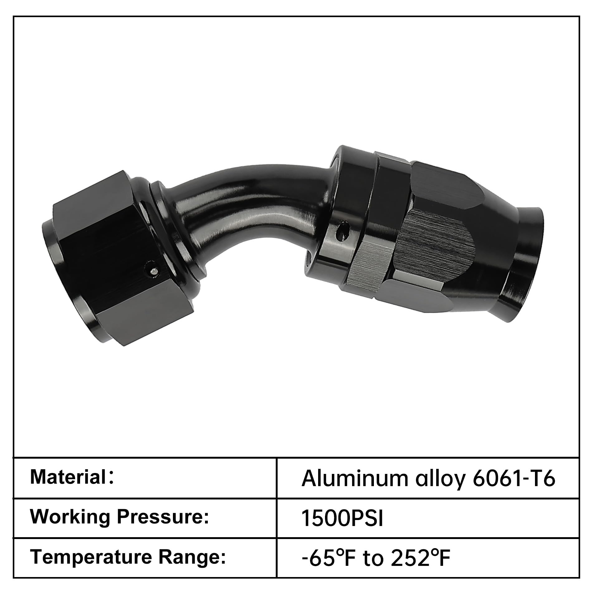 Evil Energy 12An Ptfe Hose End Fitting 45 Degree Black For Ptfe Hose Only 2Pcs