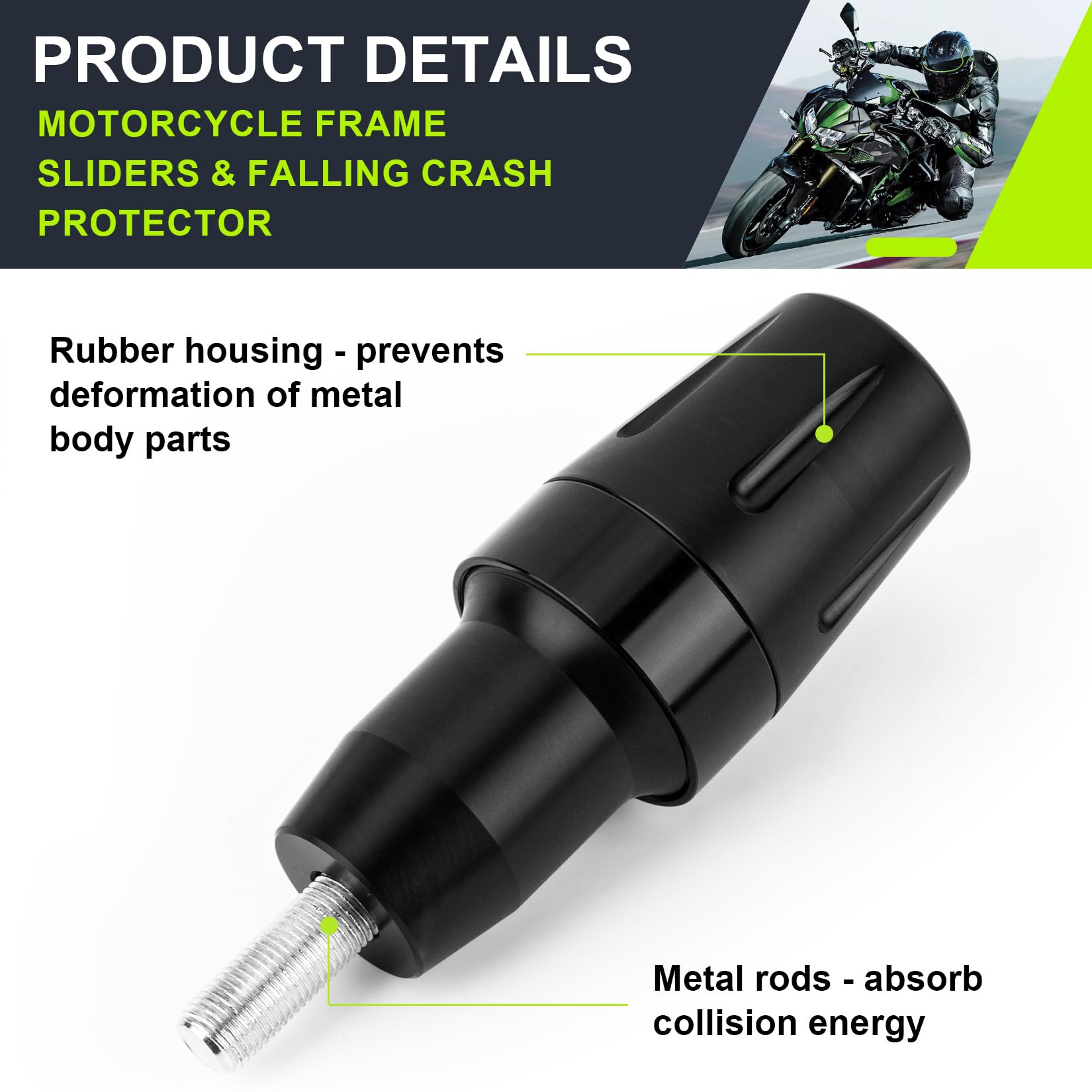 PSLER Motorcycle Frame Sliders - Falling Crash Protector Guards No Cut Kits Black for FZ07 FZ-07 2014-2017,for MT07 MT-07 2018-2
