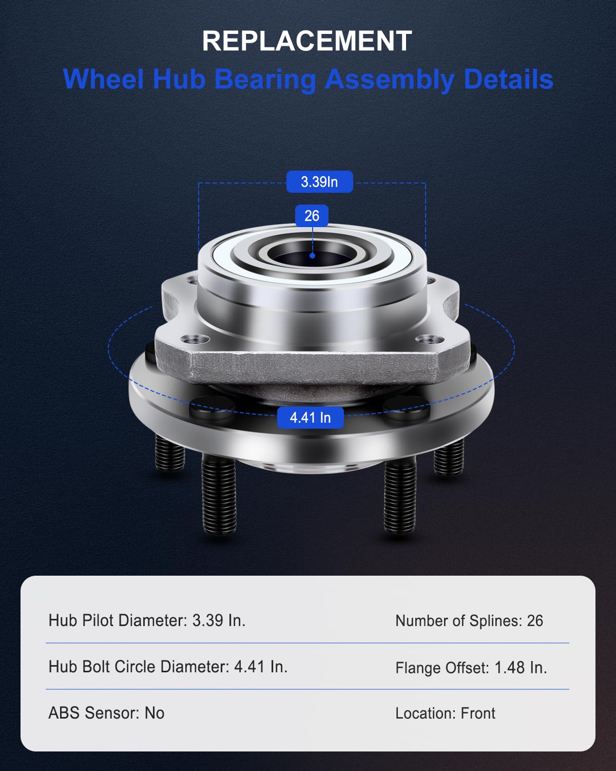 ECCPP Front 5 Lugs Wheel Bearing Hub Assembly for 1996-2007 Dodge Caravan Wheel Bearings 513123