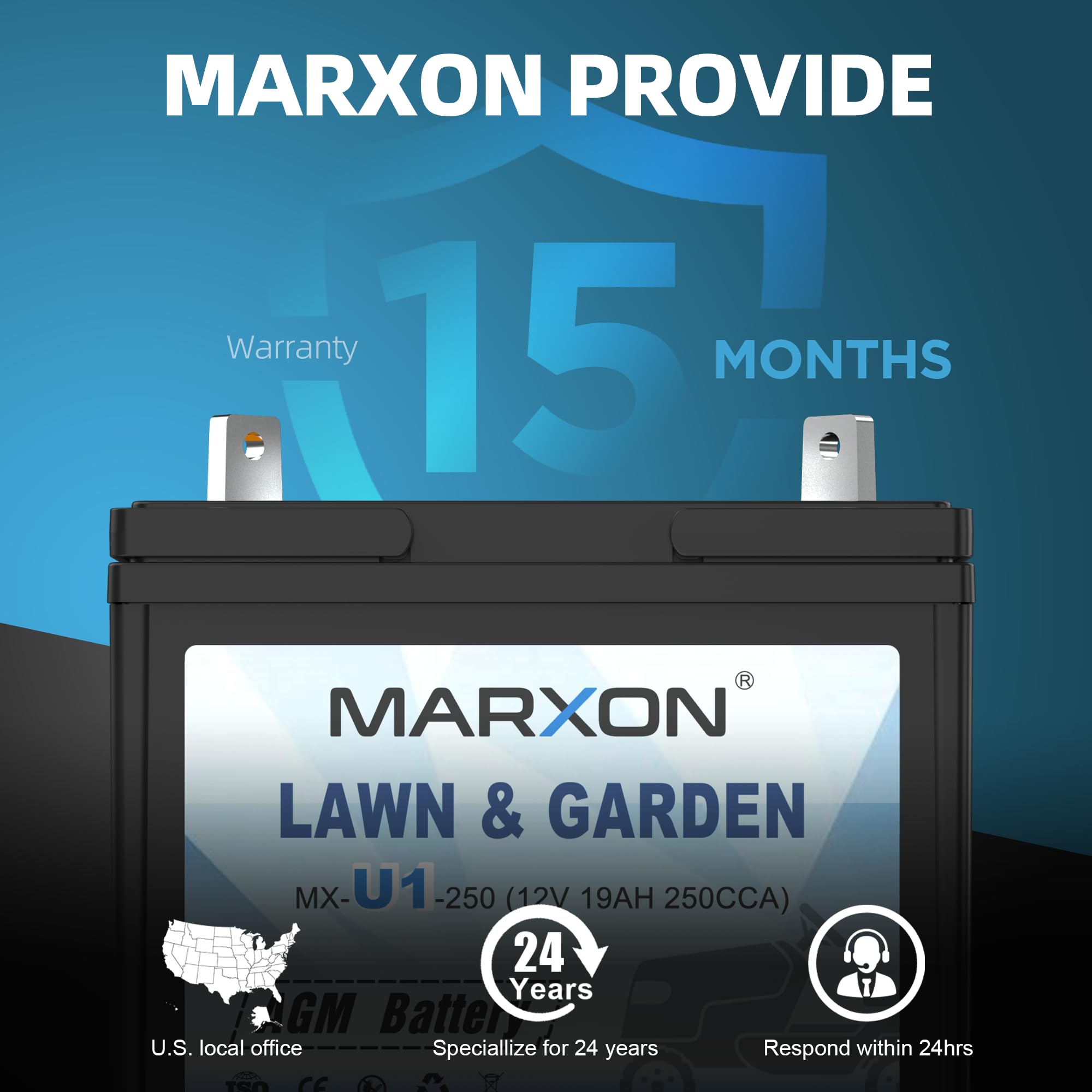 MARXON U1 Riding Lawn Mower Batteries, Garden Tractors Battery Maintenance Free AGM Battery, Compatible with Troy-Bilt, John Dee