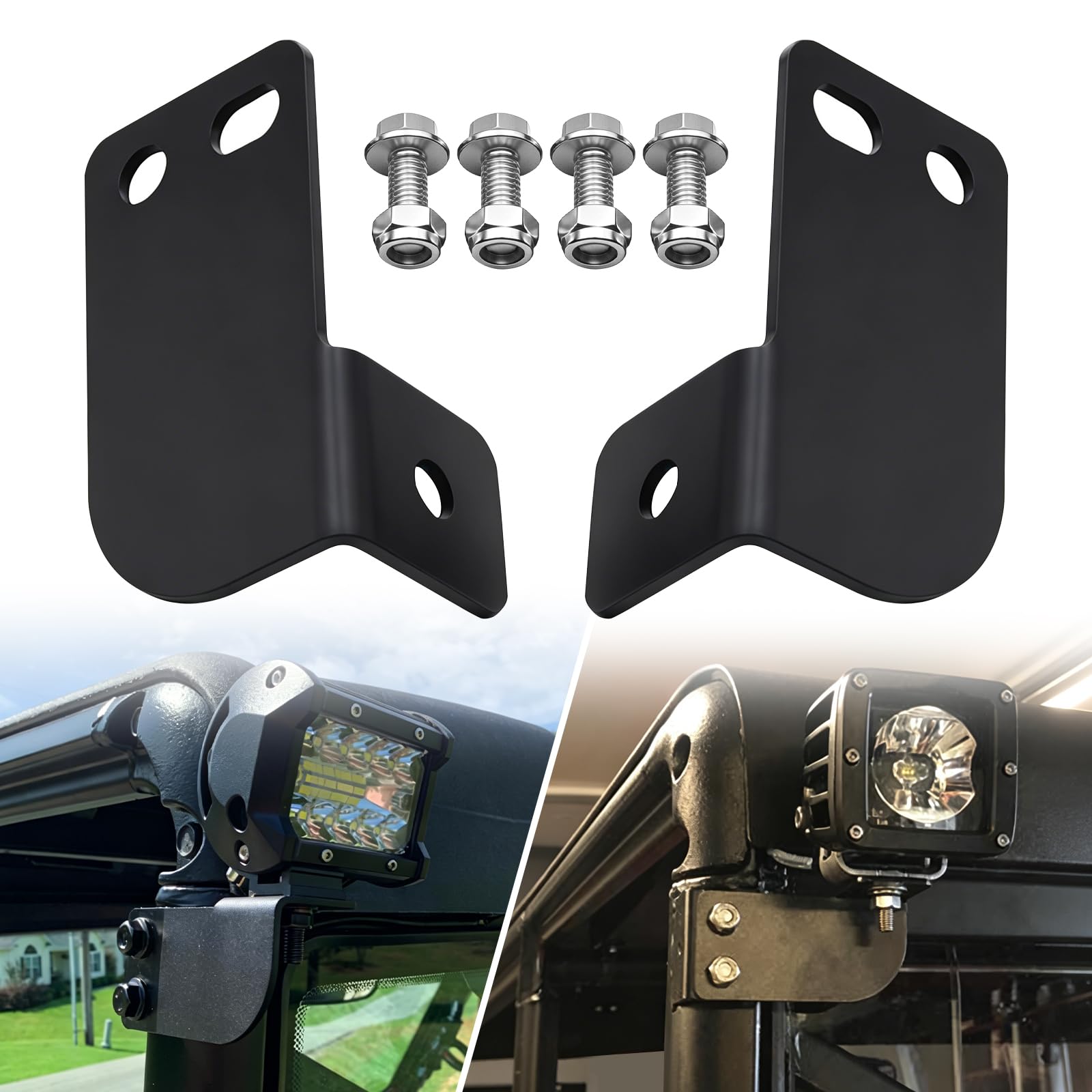 KANGIKX Rear Roof Roll Backup Light Bar Brackets - Pro-fit Cage Bar Reverse LED Light Pod Mounting Fit for 2013-2021 Polaris Ran