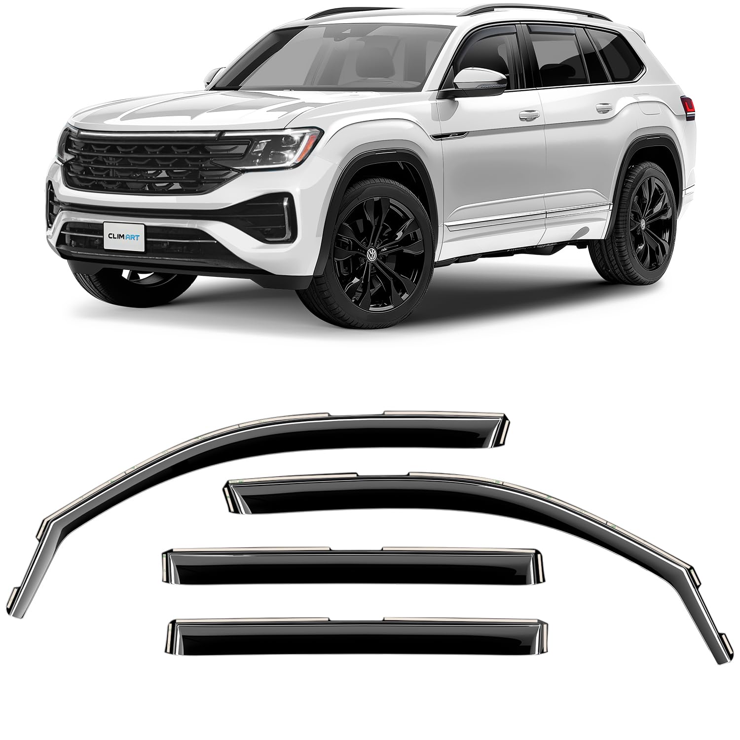 Clim Art In-Channel Incredibly Durable Rain Guards For Volkswagen (Vw) Atlas 2018-2025, Original Window Deflectors, Vent Window