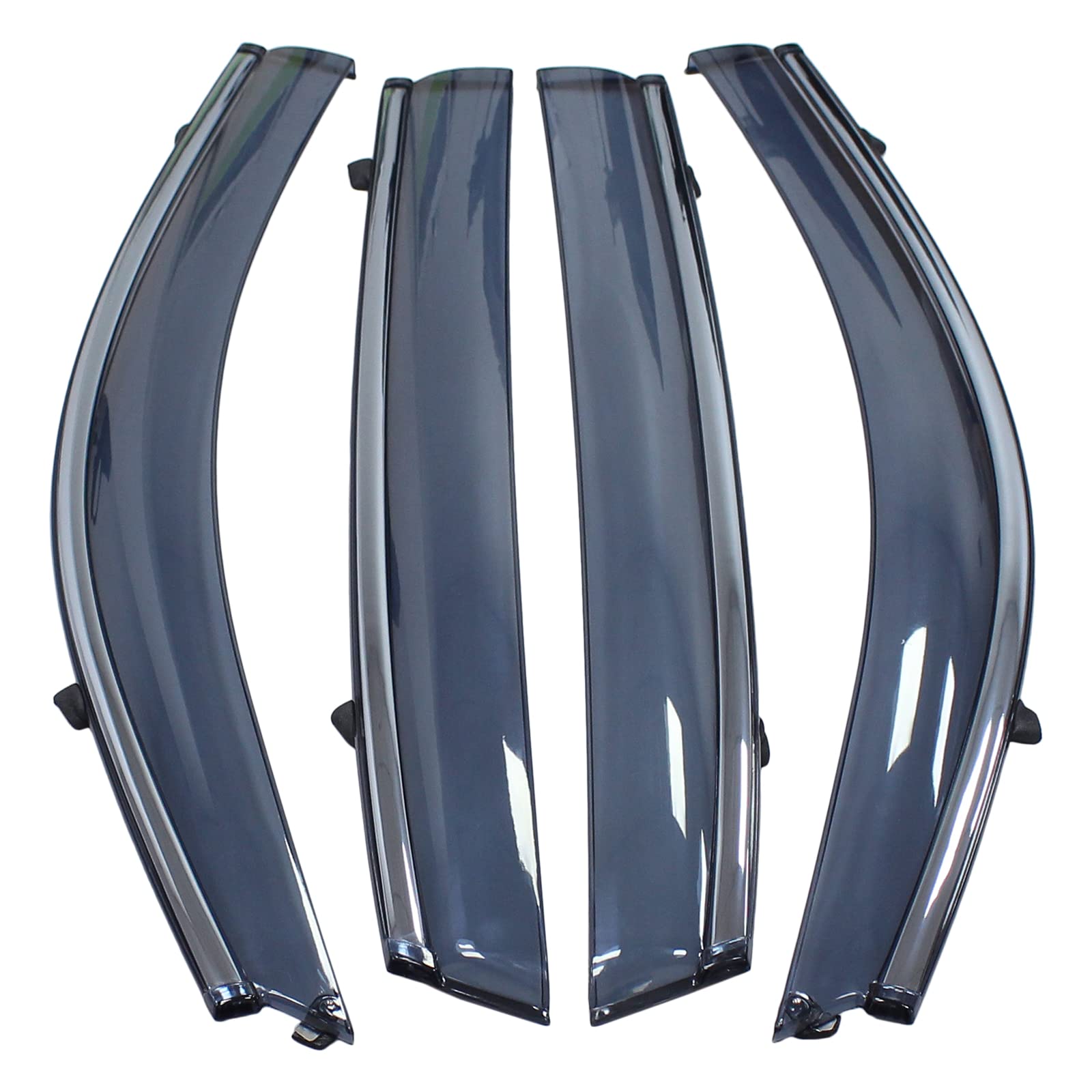 Newyall Front Rear Left And Right Chrome Door Window Visor Wind Rain Guard Deflector Trim