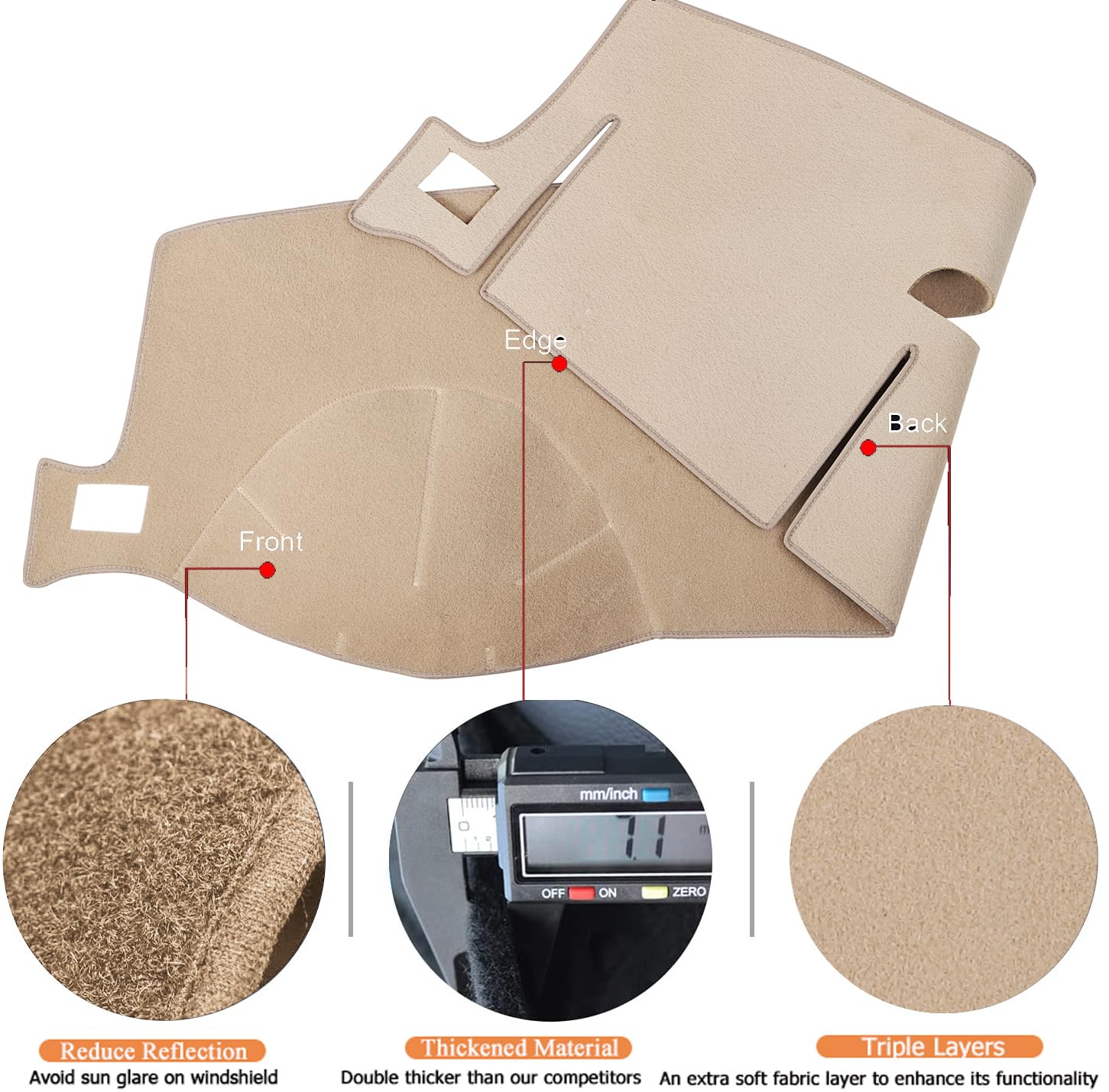 Blibliunit Dash Cover Mat Fit For 2007-2014 Chevy Tahoe Avalanche Suburban Gmc Yukon/2007-2013 Silverado Ltz Gmc Sierra Slt,Dash