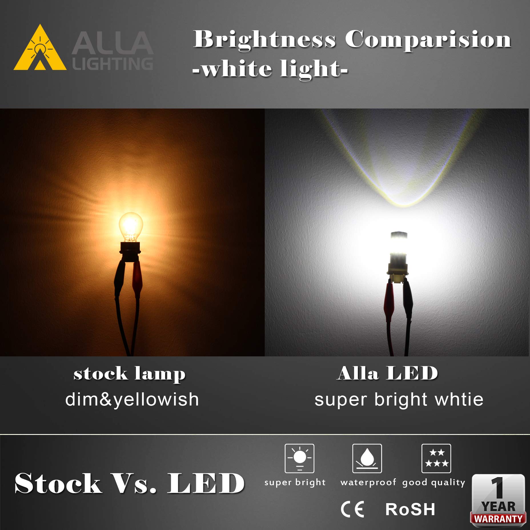 Alla Lighting Upgraded T20 7440 7443 Strobe Led Brake Stop Or Back-Up Reverse Lights Bulbs, 6000K Xenon White, 7441 W21W 7440Ll