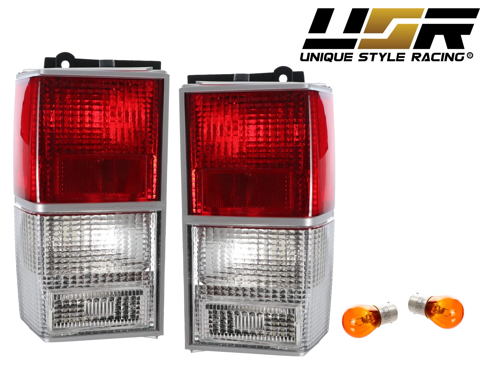 Usr 84-96 Xj Tail Lights - Stock Replacement Euro Style Red/Clear Lens Rear Tail Lamps Set (Left + Right) Compatible With 1984-1996 Cherokee Xj