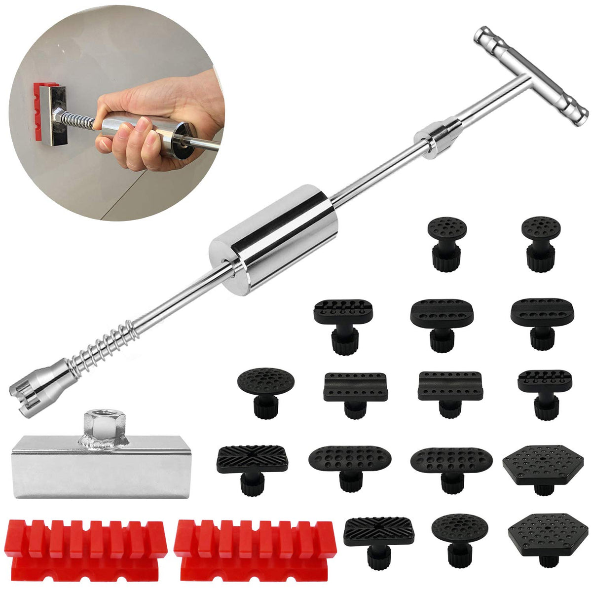 Manelord Dent Puller - Dent Remover With T Bar Dent Puller And Upgraded Dent Puller Tabs For Car Dent Repair And Metal Surface D