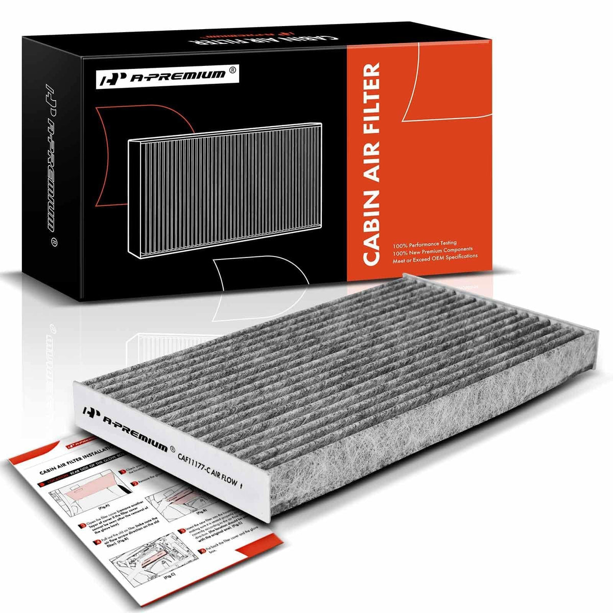 A-Premium Cabin Air Filter With Activated Carbon Compatible With Nissan Sentra 2013-2019, Juke 2011-2017, Leaf 2011-2023, Cube 2009-2014, Replace# 272773Df0A