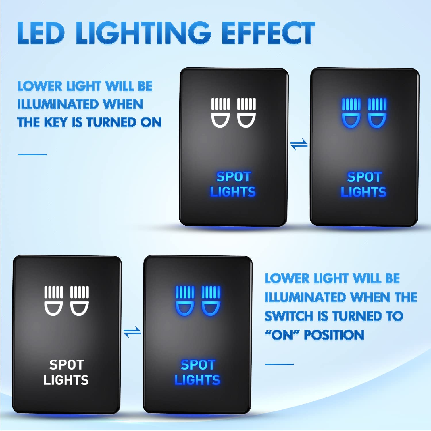 Nilight Spot Lights Push Button Switch 12V ON Off with Connector Wire Kit 1.28'' x 0.87'' Replacement for Toyota Sequoia Highlan