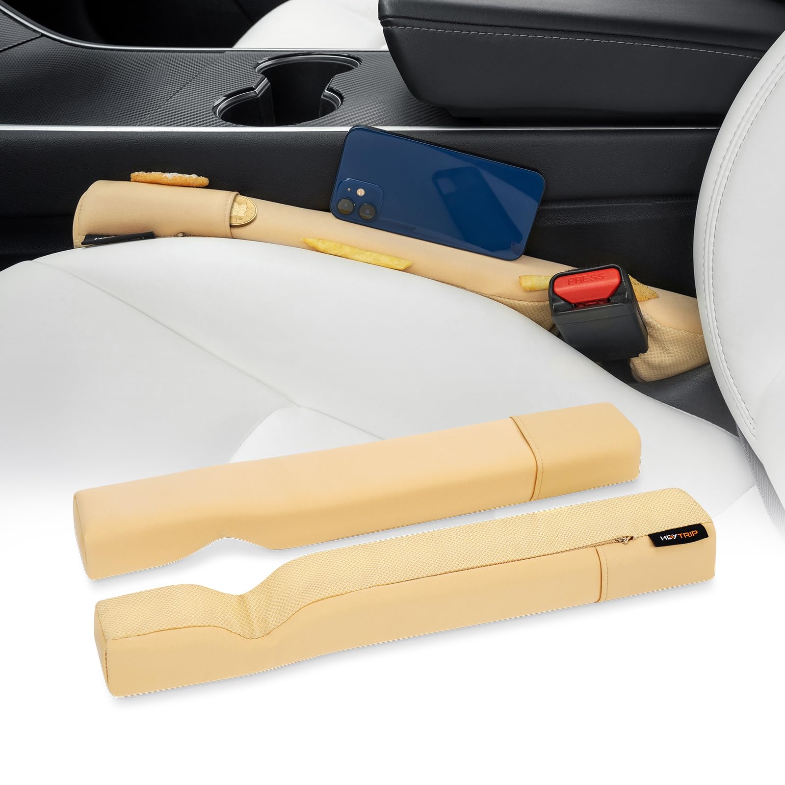 Heytrip Car Seat Gap Filler Universal Fit Organizer Fill The Gap Keep Cellphones Keys Wallet Coins From Falling, Driver Or Passenger Front Use, Pack Of 2(Yellow)