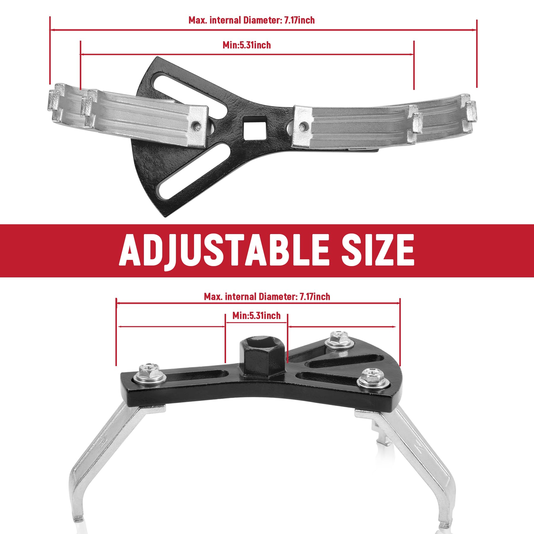 AUPREX Universal Fuel Pump Removal Tool, Adjustable Fuel Pump Lock Ring Tool with 3 Arms, 5.2    to 7.17    Fuel Lid Tank Cover