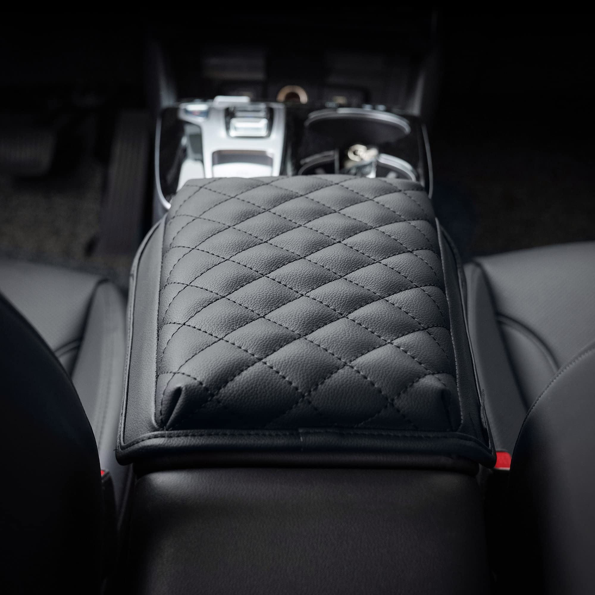 KMMOTORS Tucson NX4 (2022, 2023, 2024) Center Console Cover Black, Armrest Cushion, Tucson Accessories, Vegan Leather, Console L