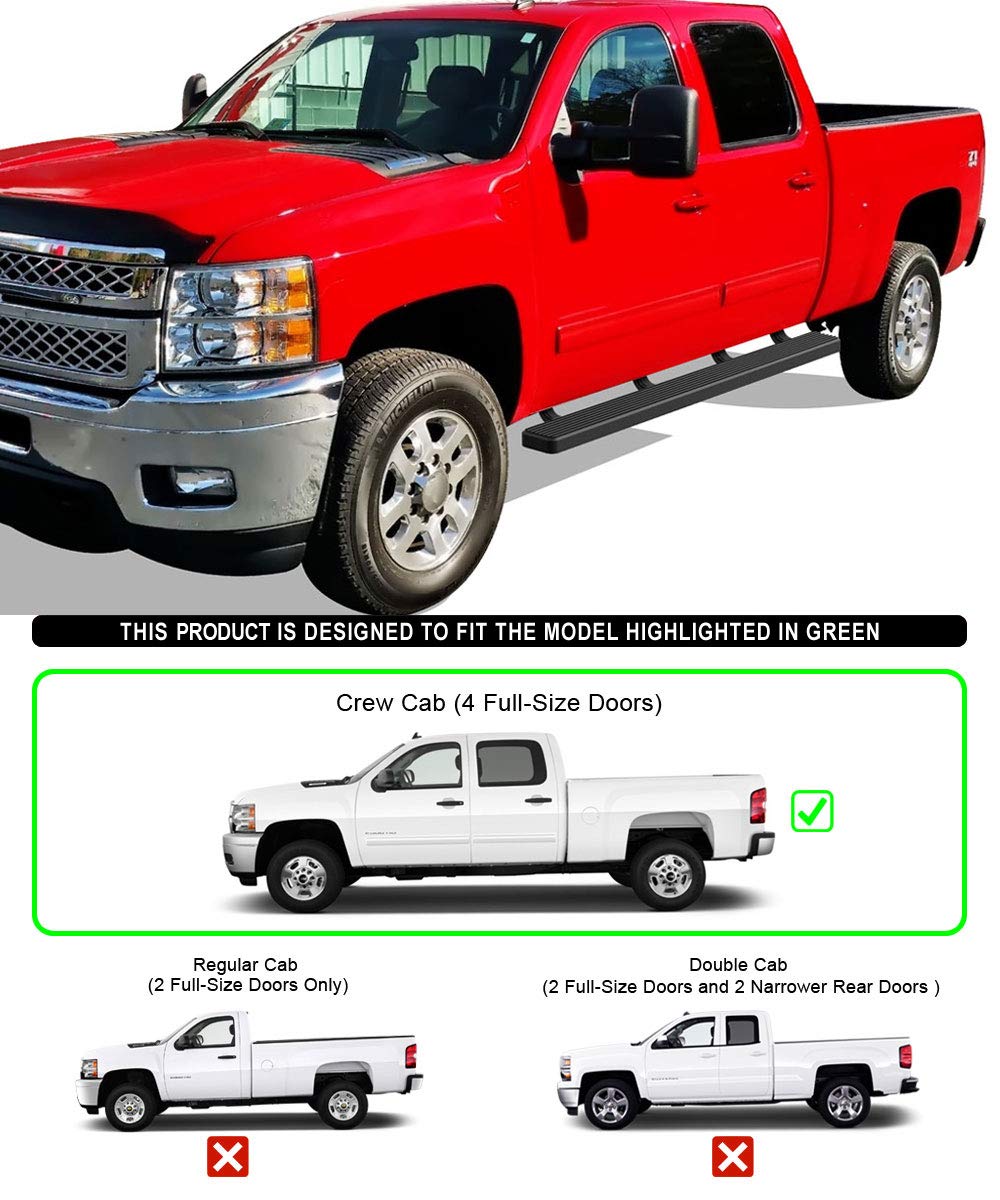 Aps Iboard Running Boards 5'' Black Custom Fit 2007-2018 Chevy Silverado/Gmc Sierra Crew Cab (Nerf Bars | Side Steps | Side Bars
