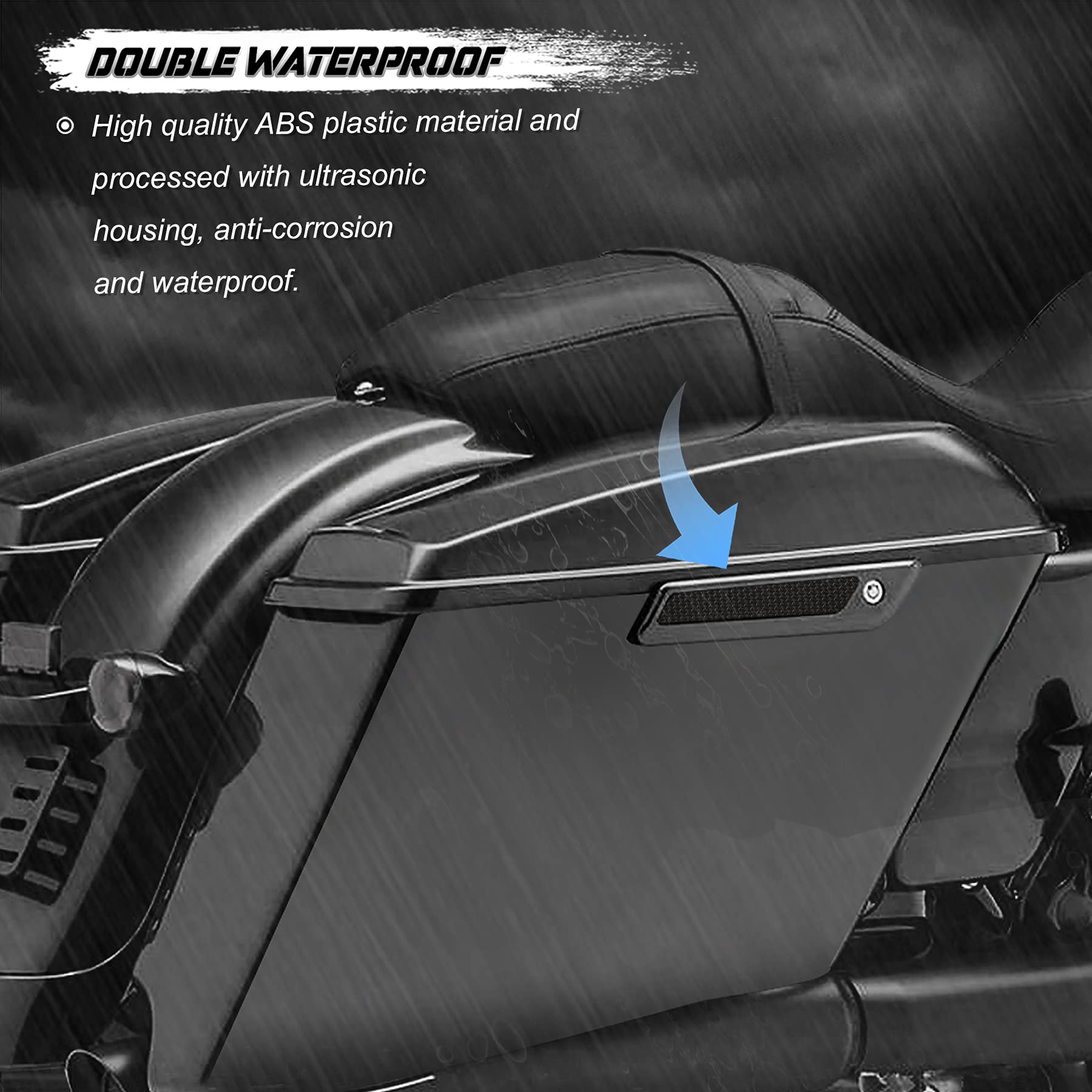 Nthreeauto Black Saddle Bag Reflector Inserts Latch Covers Compatible With 2014-2020 Harley Touring Model,Flt, Flht Road King,Road Glide,Street Glide
