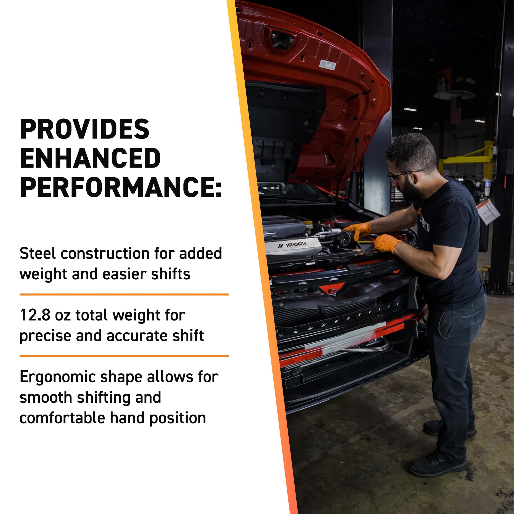 Mishimoto Mmsk-Bk Weighted Shift Knob, With 3 Thread Pitch Inserts To Fit Various Vehicle Models, Black Steel