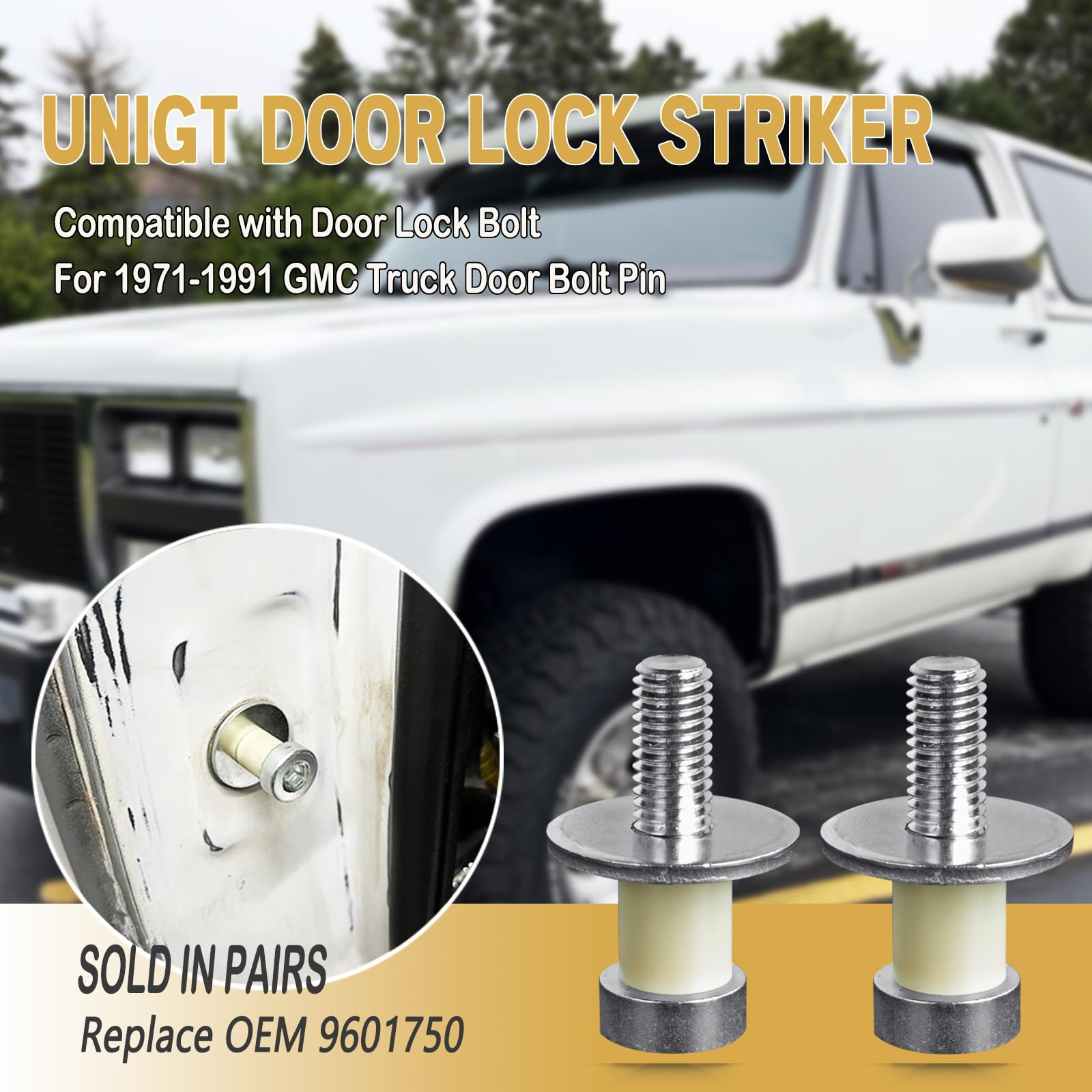 Unigt Door Lock Striker 38420 Compatible With Door Lock Bolt For 1971-1991 Gmc Truck Door Bolt Pin Replace Oem 9601750 - Sold In