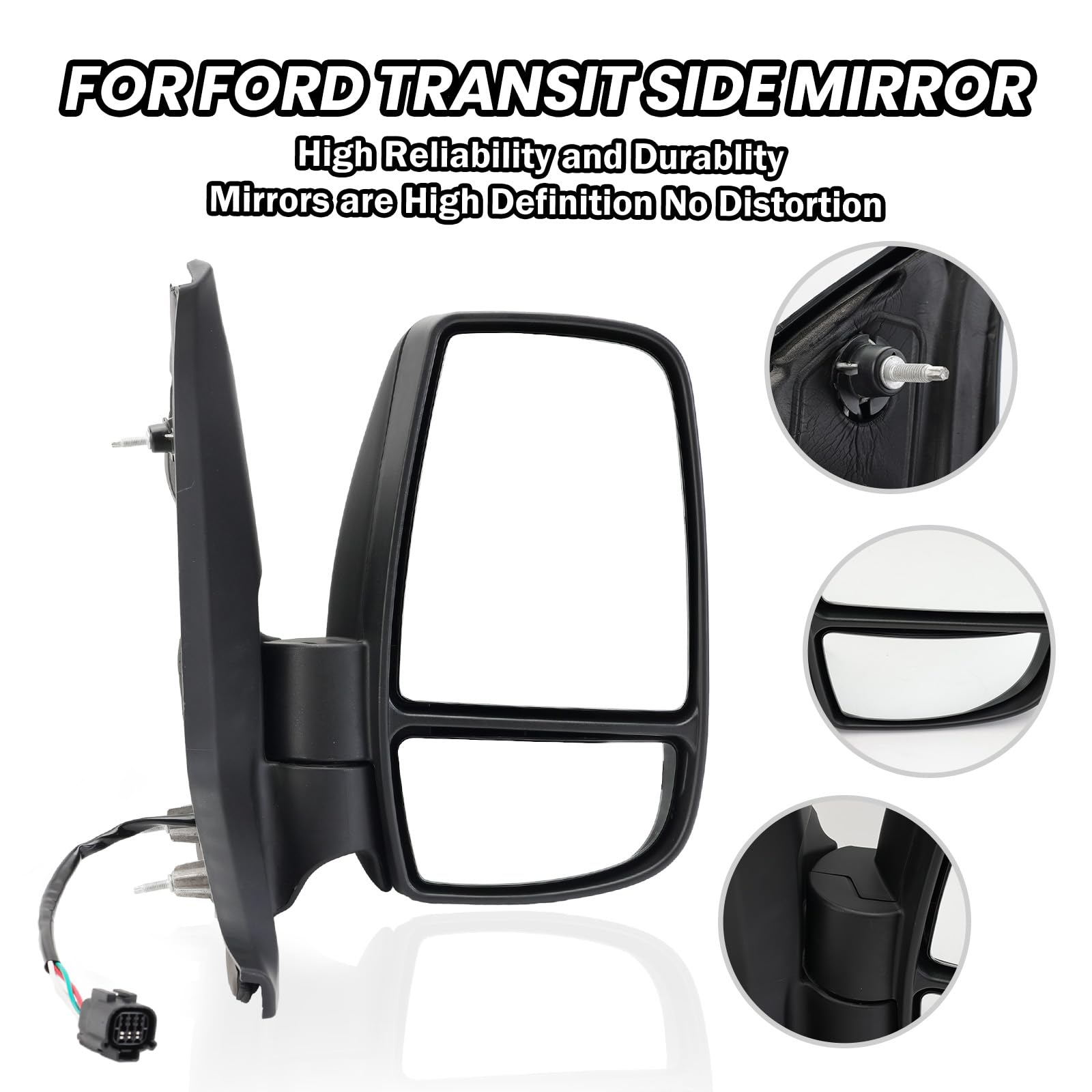 Mofoap Passenger Side Mirror,Mirror Compatible With 2015-2025 Ford Transit 150 250 350 350 Hd,Transit Side View Power Glass Towi