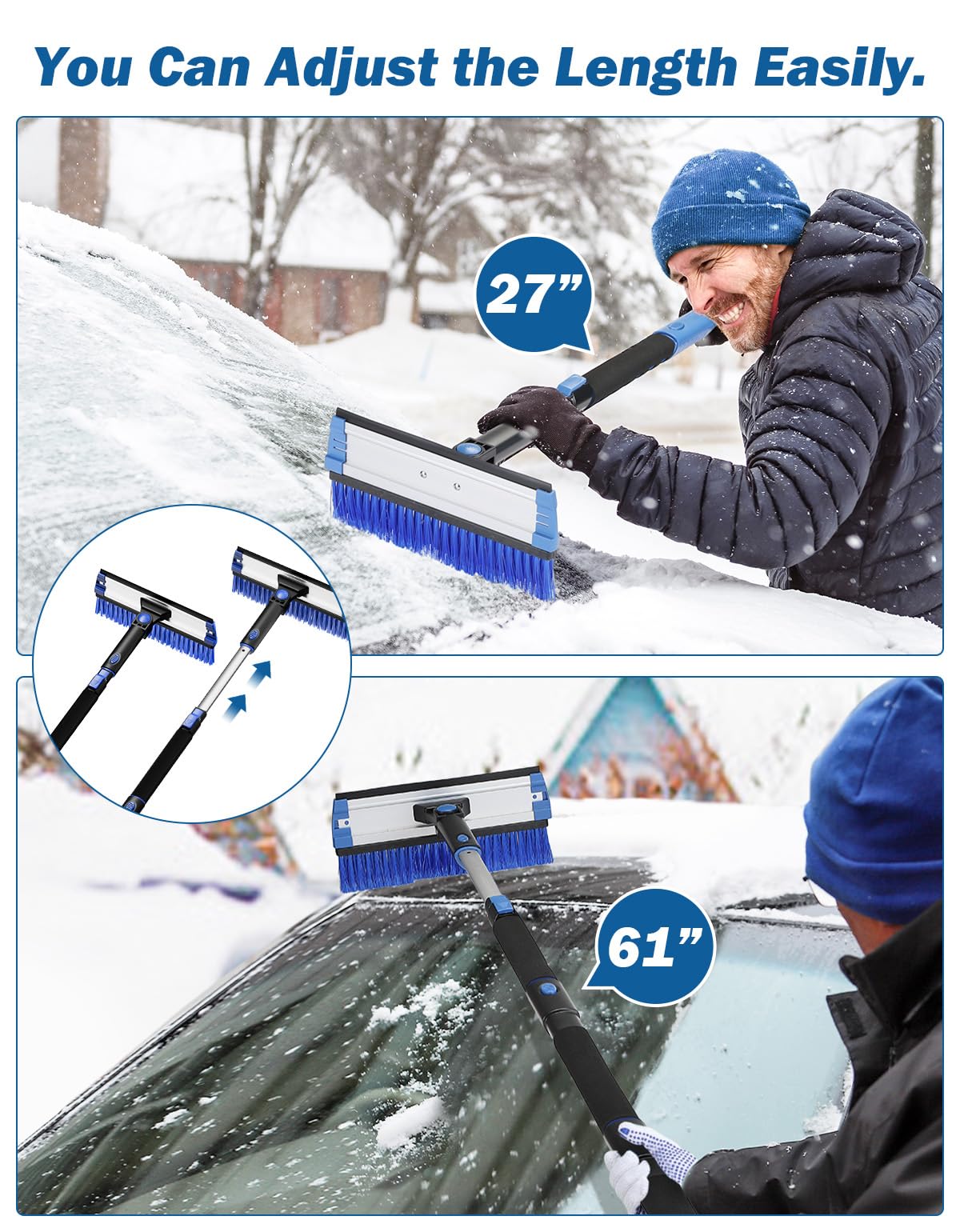 Joytutus 61.3 Ice Scraper And Long Handle Snow Brush