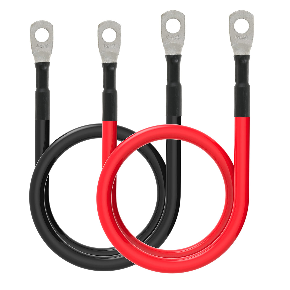 6 Awg Battery Cables 6 Gauge Battery Power Inverter Cable With 5/16 Inch Tinned Copper Lugs Both Ends For Solar Marine Boat Rv Car Motorcycle 2 Pcs (18 In)