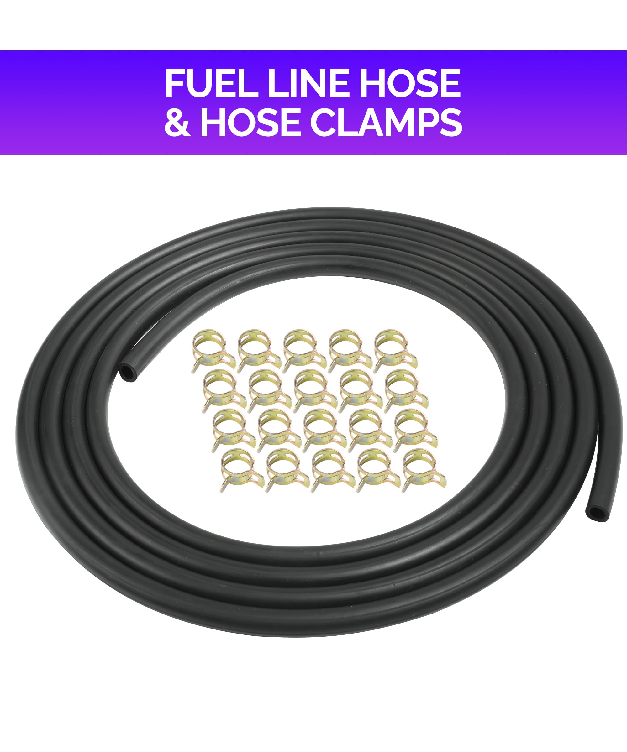 Racoona 9.85Ft Fuel Line,1/4'' Id Fuel Line Hose With 20Pcs 2/5'' Id Hose Clamps,Car Accessories Gas Line Small Engine Fuel Line
