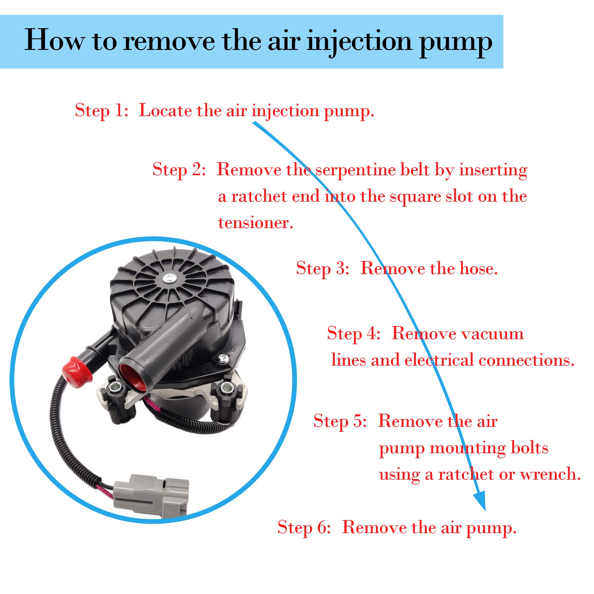 OKAY MOTOR Secondary Air Injection Pump for 2007-2013 Toyota Tundra Land Cruiser Sequoia LX570 4.6L 4.7L 5.7L 17610-0S010 102002