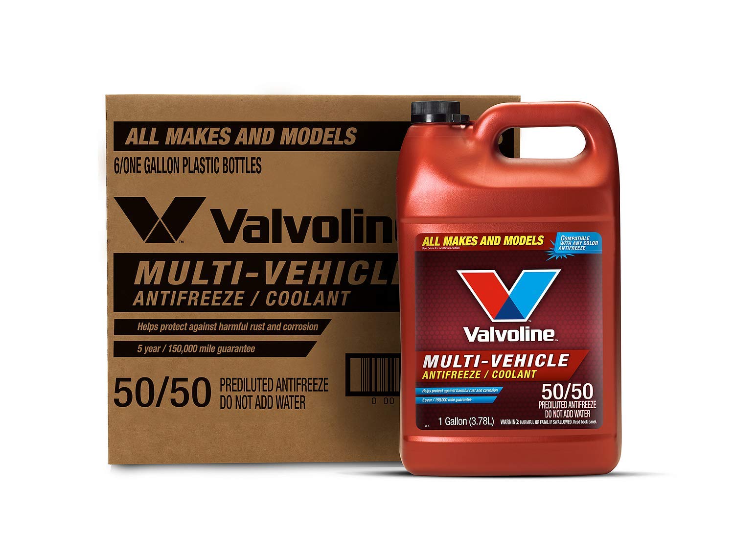 Valvoline Multi-Vehicle 50/50 Prediluted Ready-to-Use Antifreeze/Coolant 1 GA, Case of 6