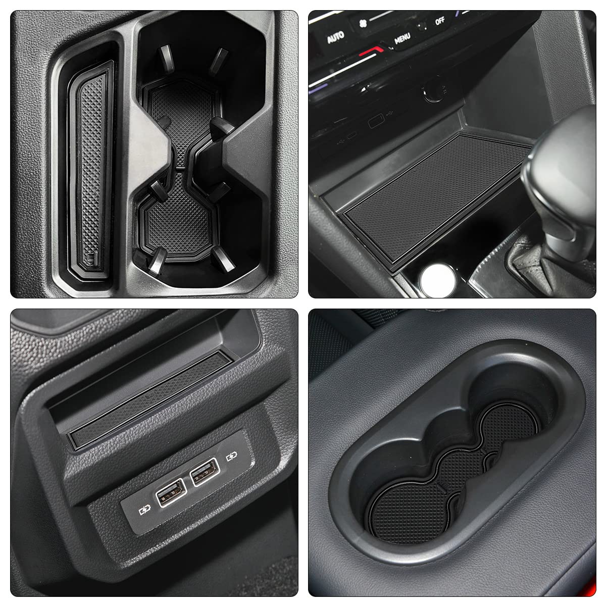 Auovo Anti Dust Cup Holder Insert Liners For Volkswagen Vw Taos Accessories 2024 2023 2022 Custom Fit Interior Mats 5Pcs (Black)
